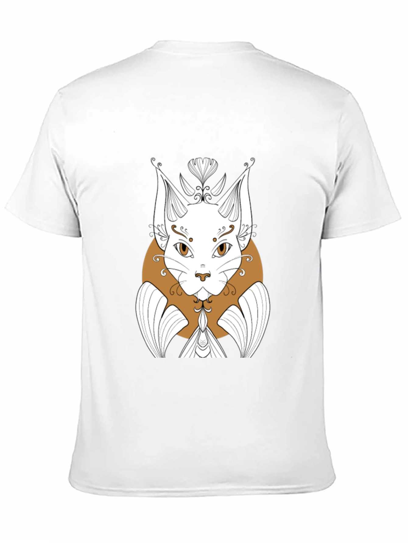 Abstract Cat Graphic Print Black T-Shirt