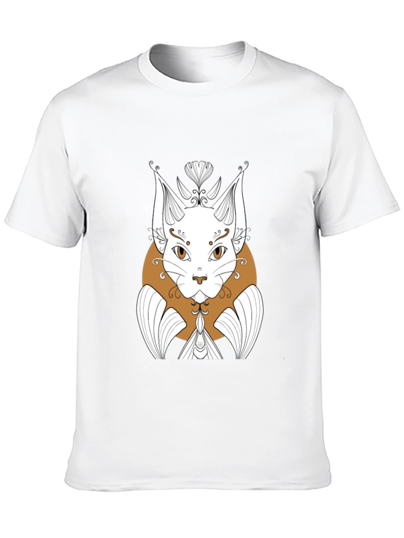 Abstract Cat Graphic Print Black T-Shirt