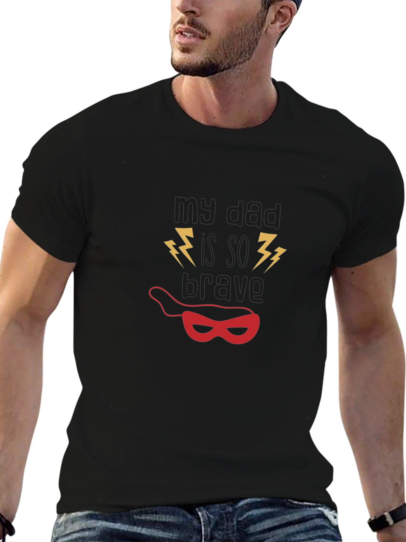 My Dad Is So Brave Black Graphic Tee
