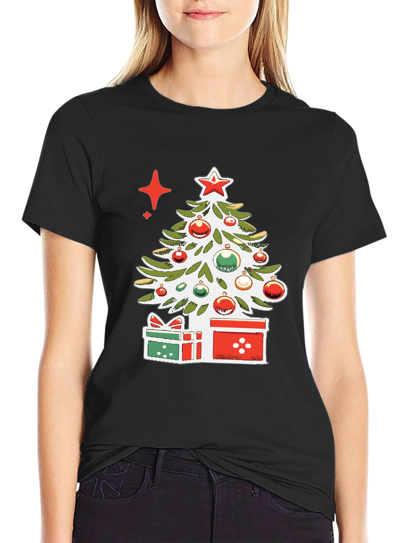 Festive Christmas Tree Graphic Tee - Holiday Style