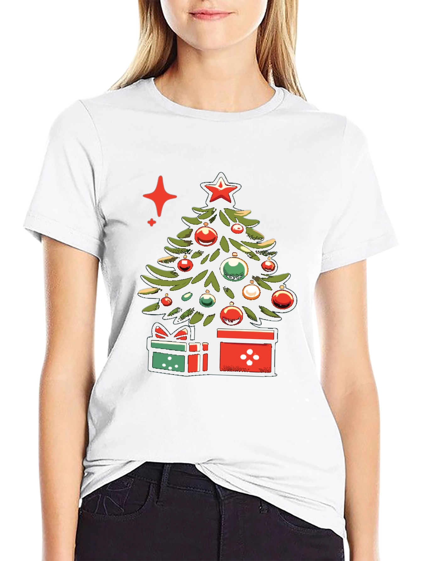 Festive Christmas Tree Graphic Tee - Holiday Style