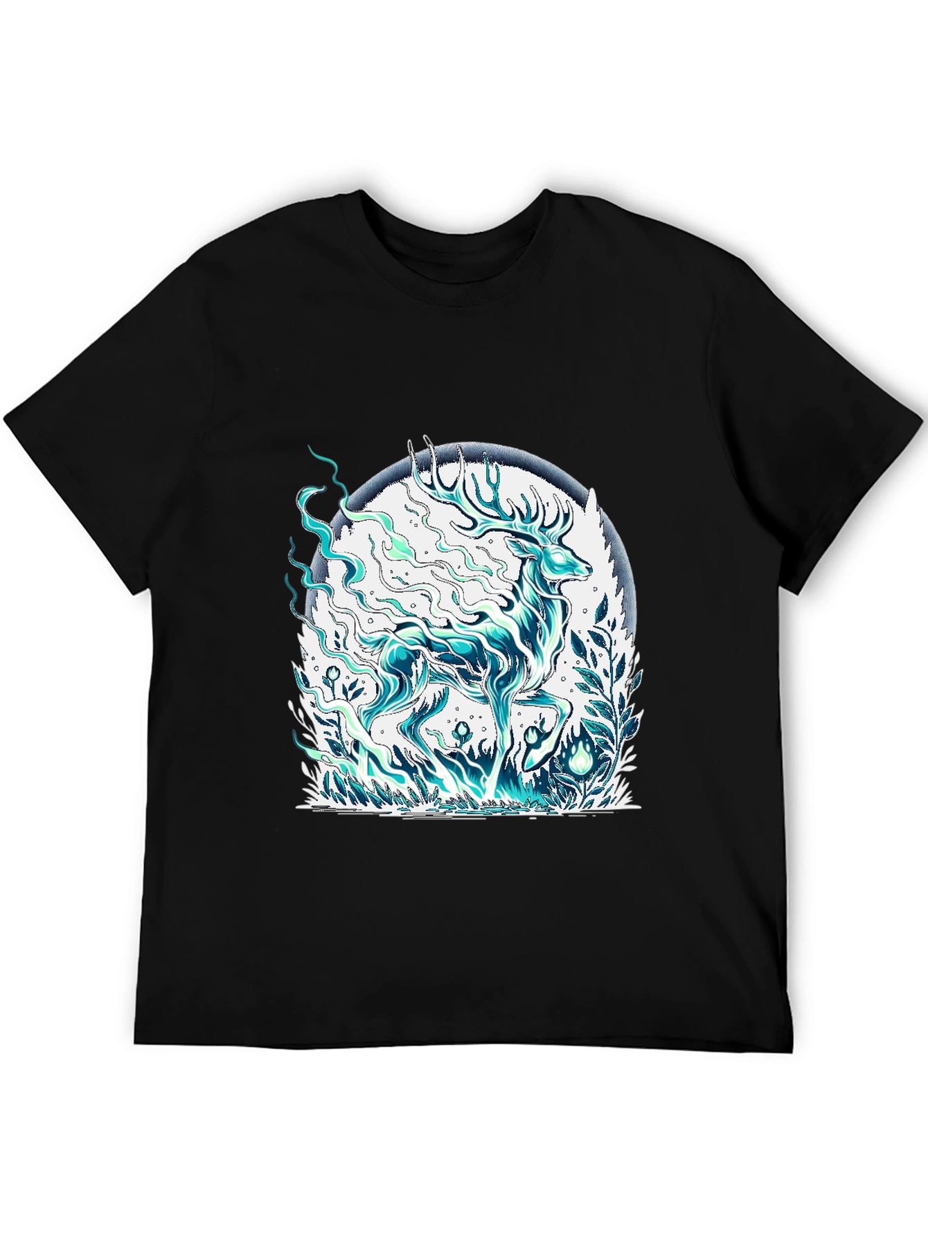 Mystical Deer Graphic Tee - Mens Black T-Shirt