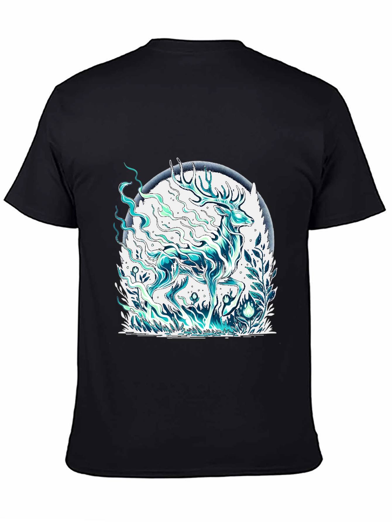 Mystical Deer Graphic Tee - Mens Black T-Shirt