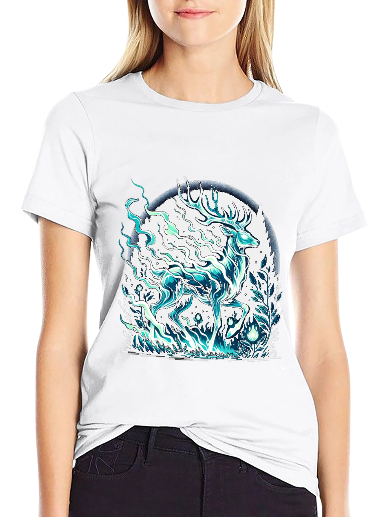 Mystical Deer Graphic Tee - Mens Black T-Shirt