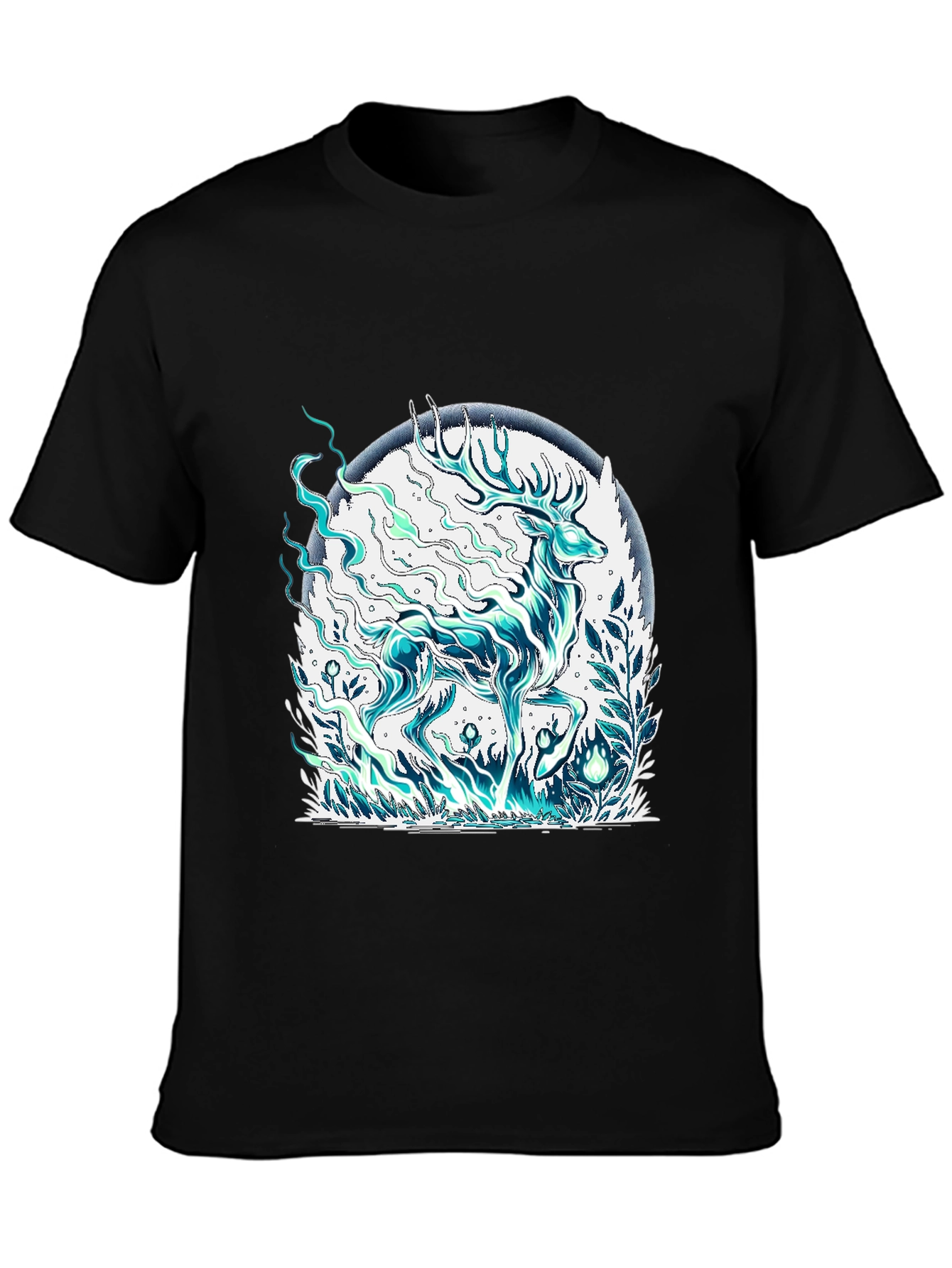 Mystical Deer Graphic Tee - Mens Black T-Shirt