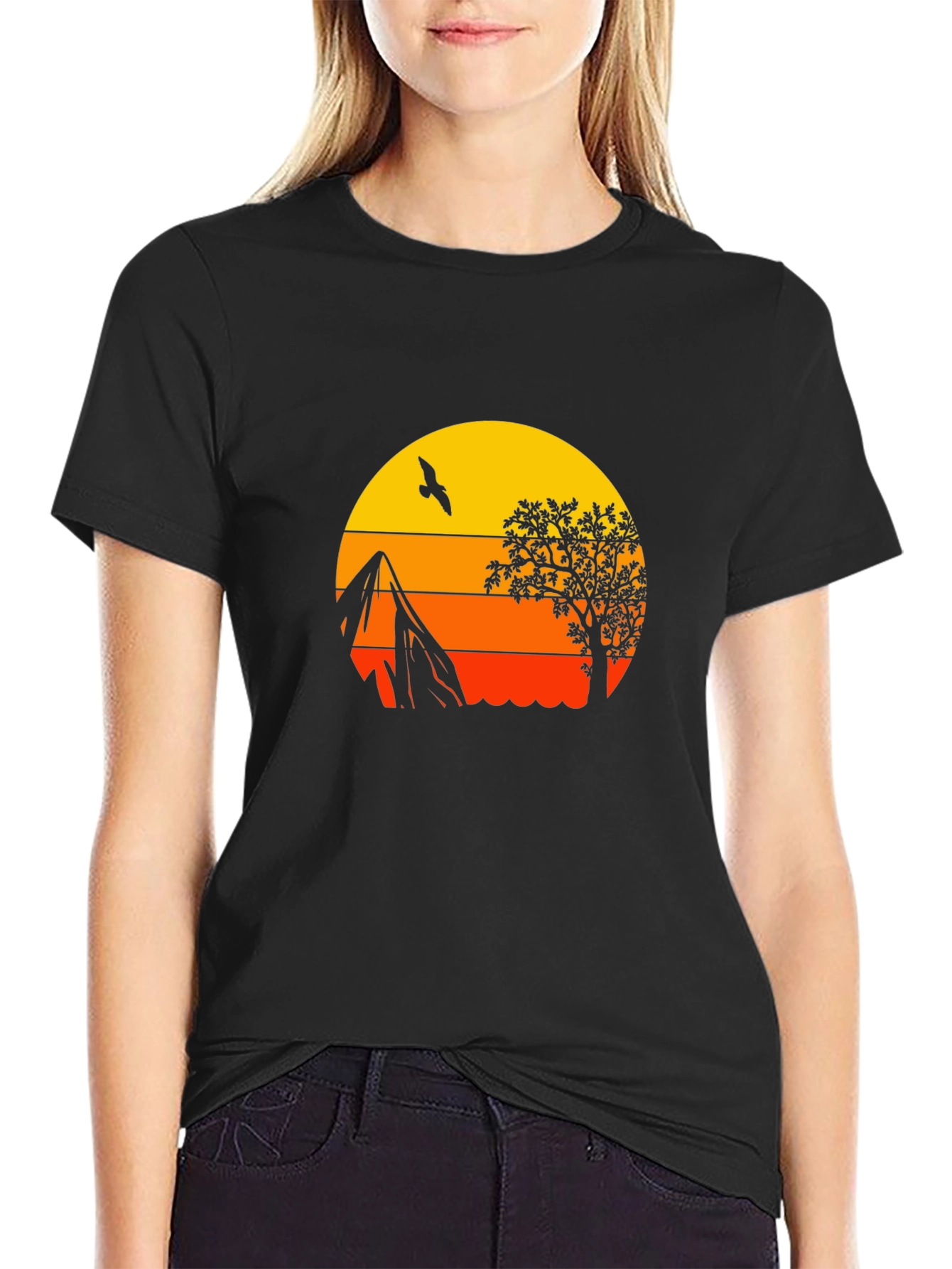 Sunset Silhouette Graphic Tee - Nature Inspired Design