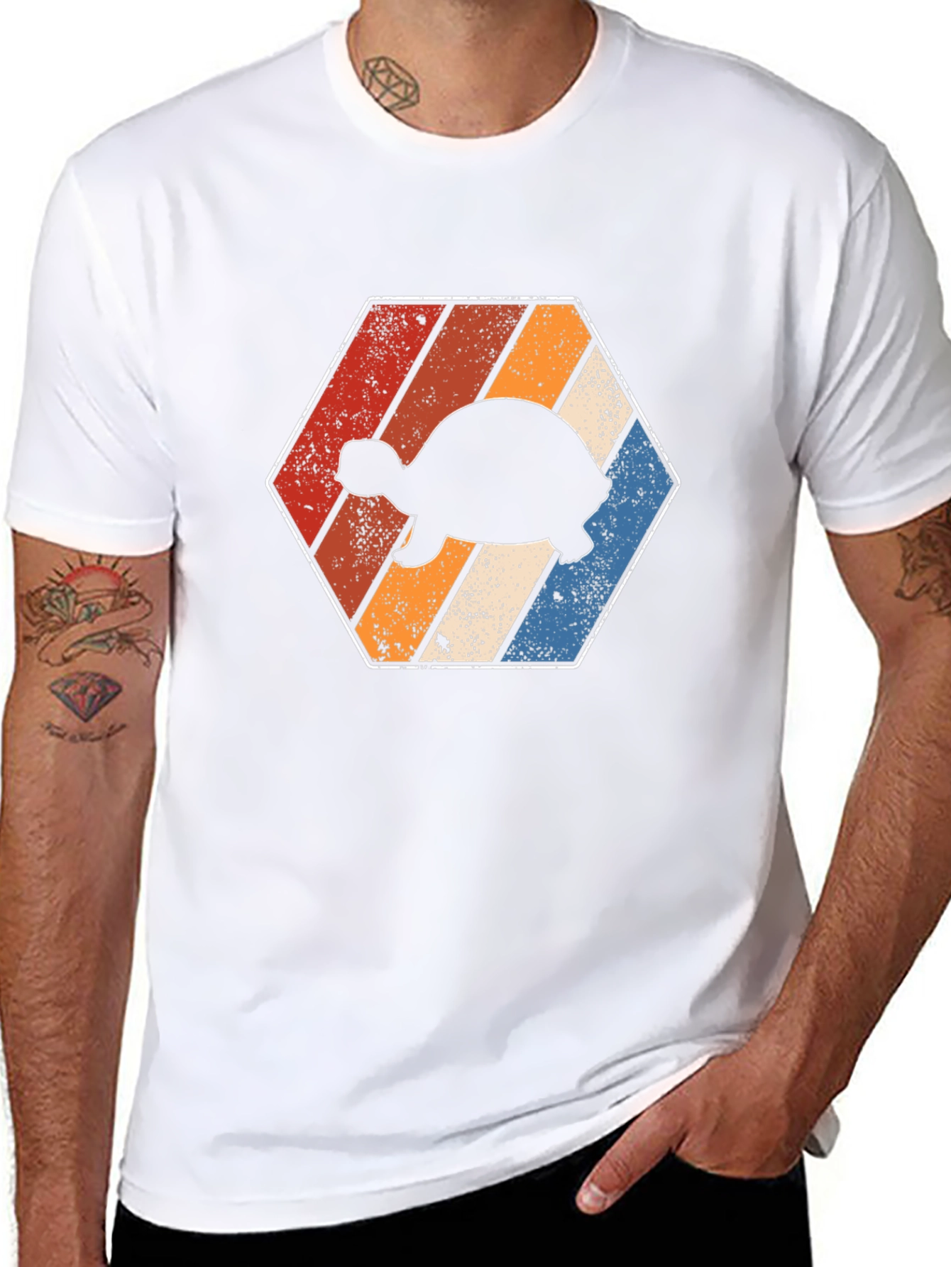 Retro Turtle Hexagon Graphic T-Shirt