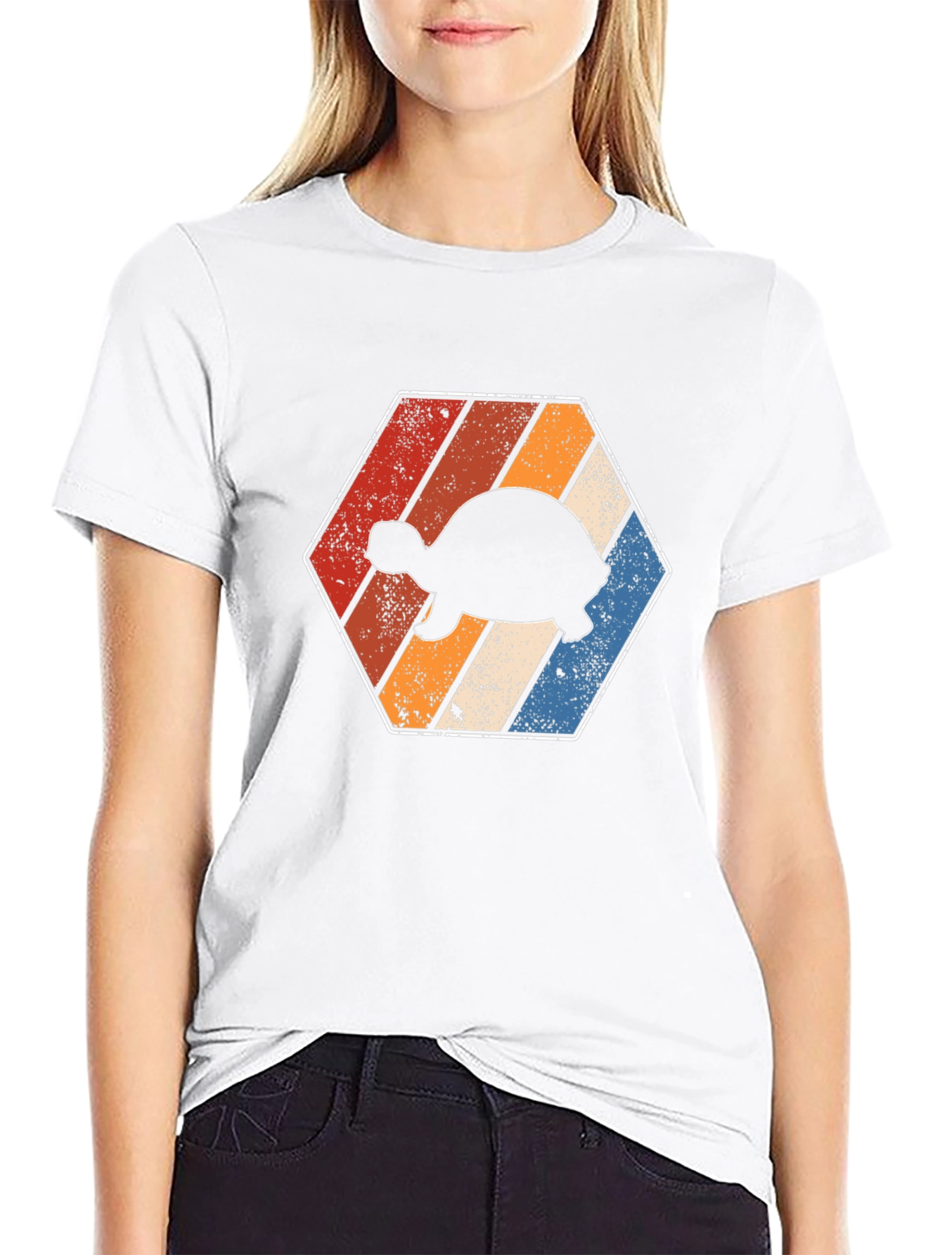 Retro Turtle Hexagon Graphic T-Shirt