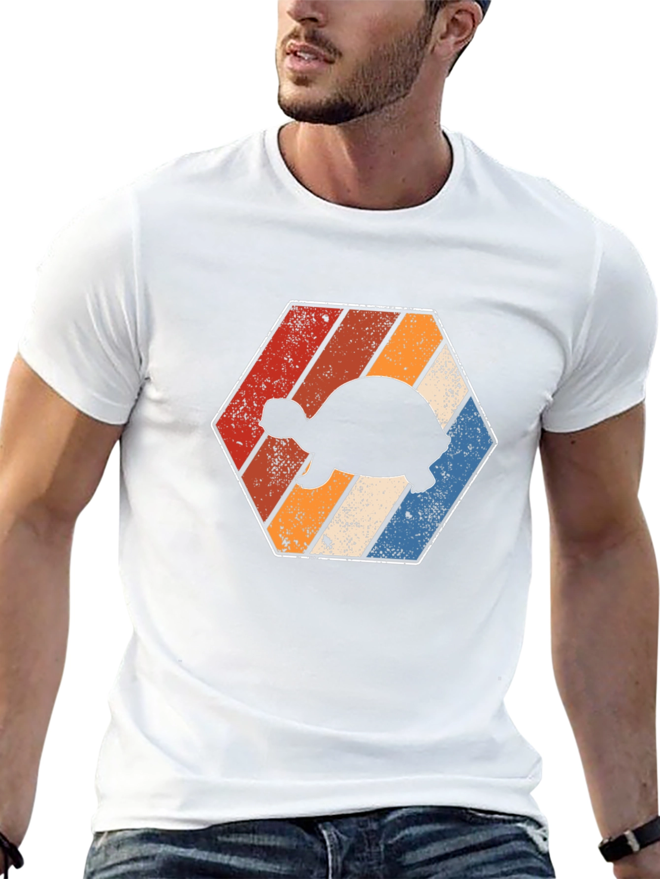 Retro Turtle Hexagon Graphic T-Shirt