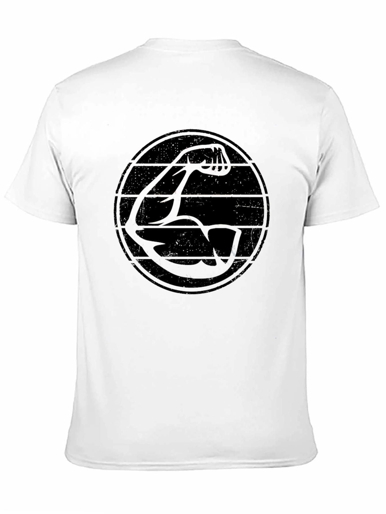 Retro Muscle Arm Graphic Black T-Shirt