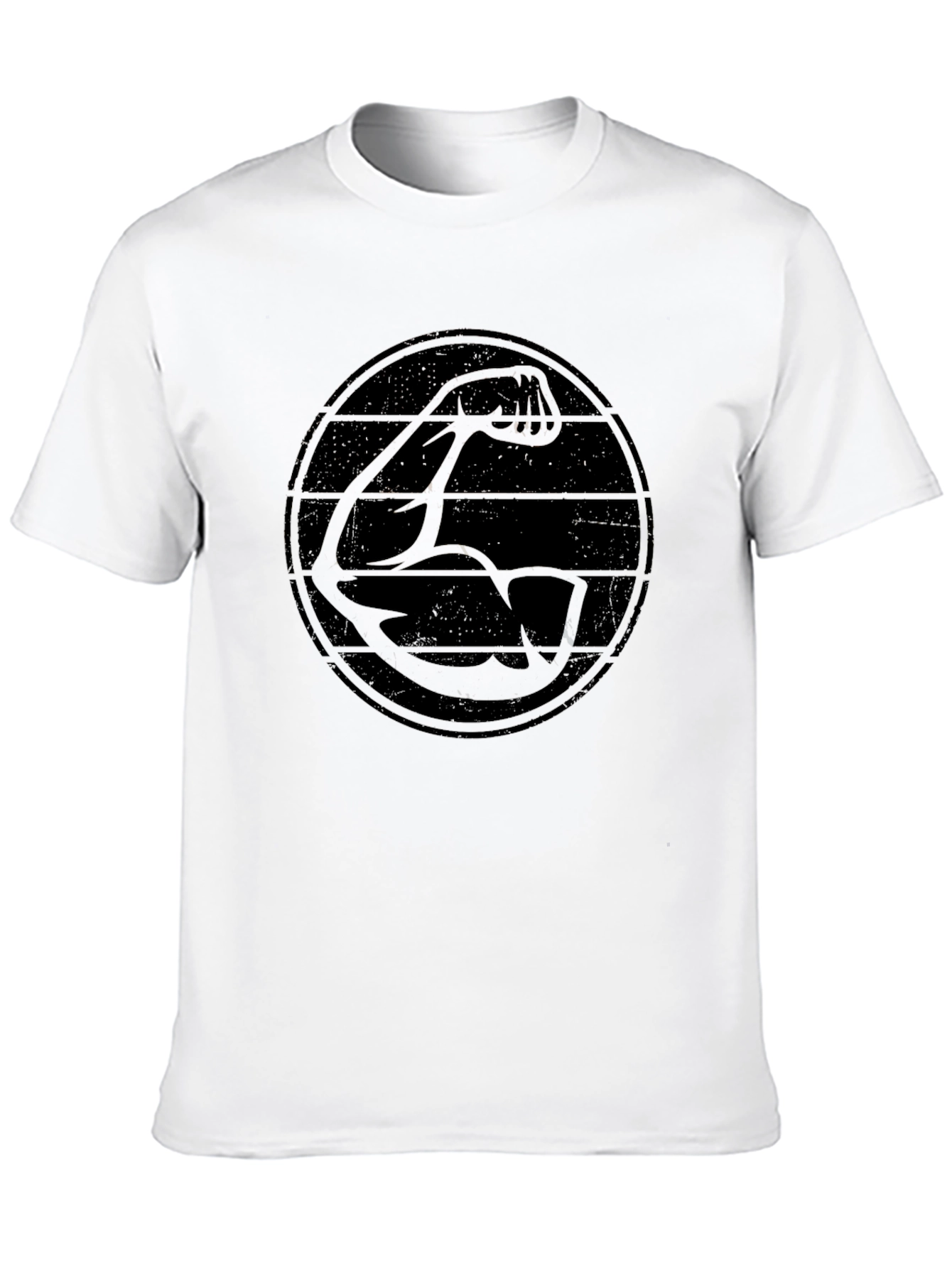 Retro Muscle Arm Graphic Black T-Shirt