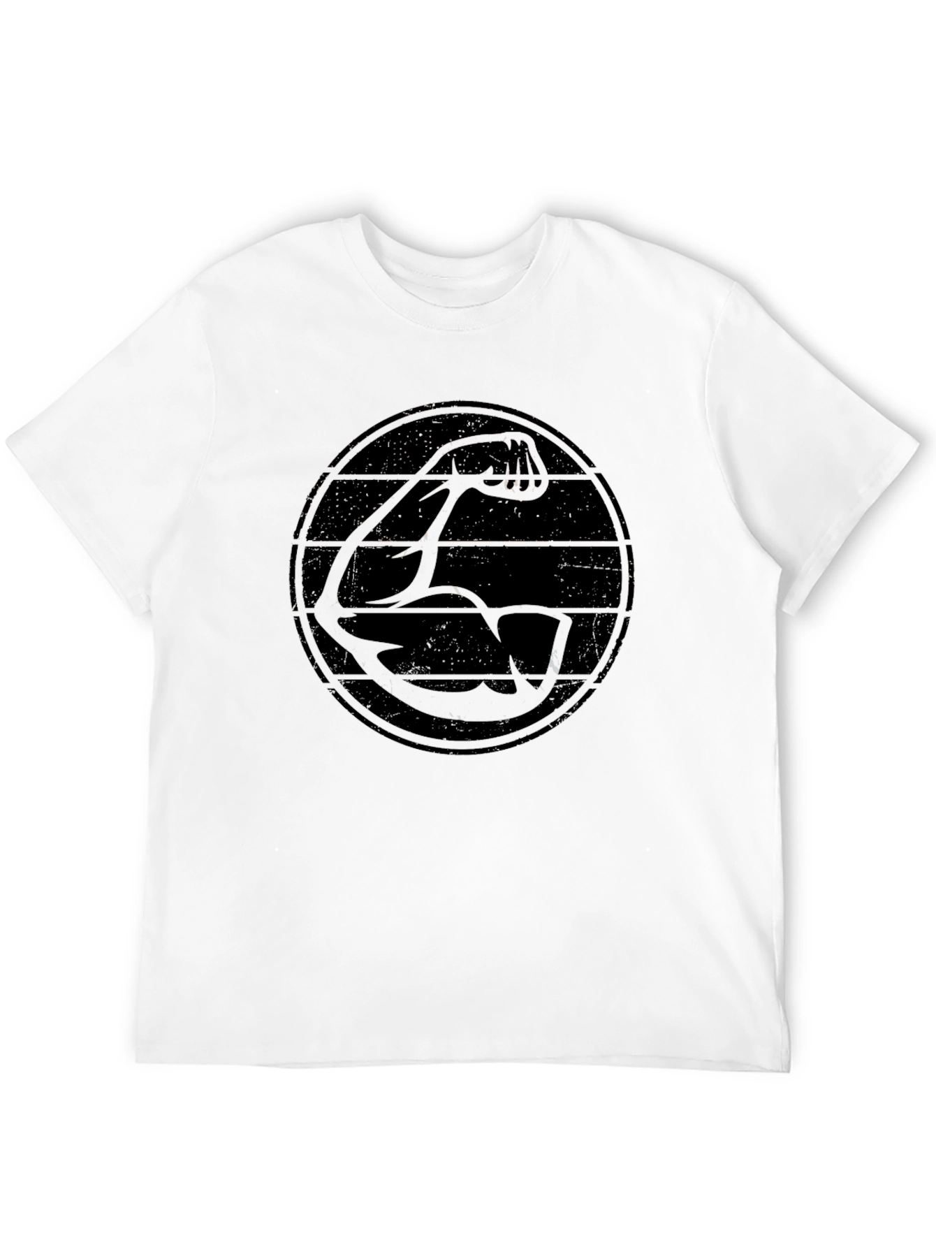 Retro Muscle Arm Graphic Black T-Shirt