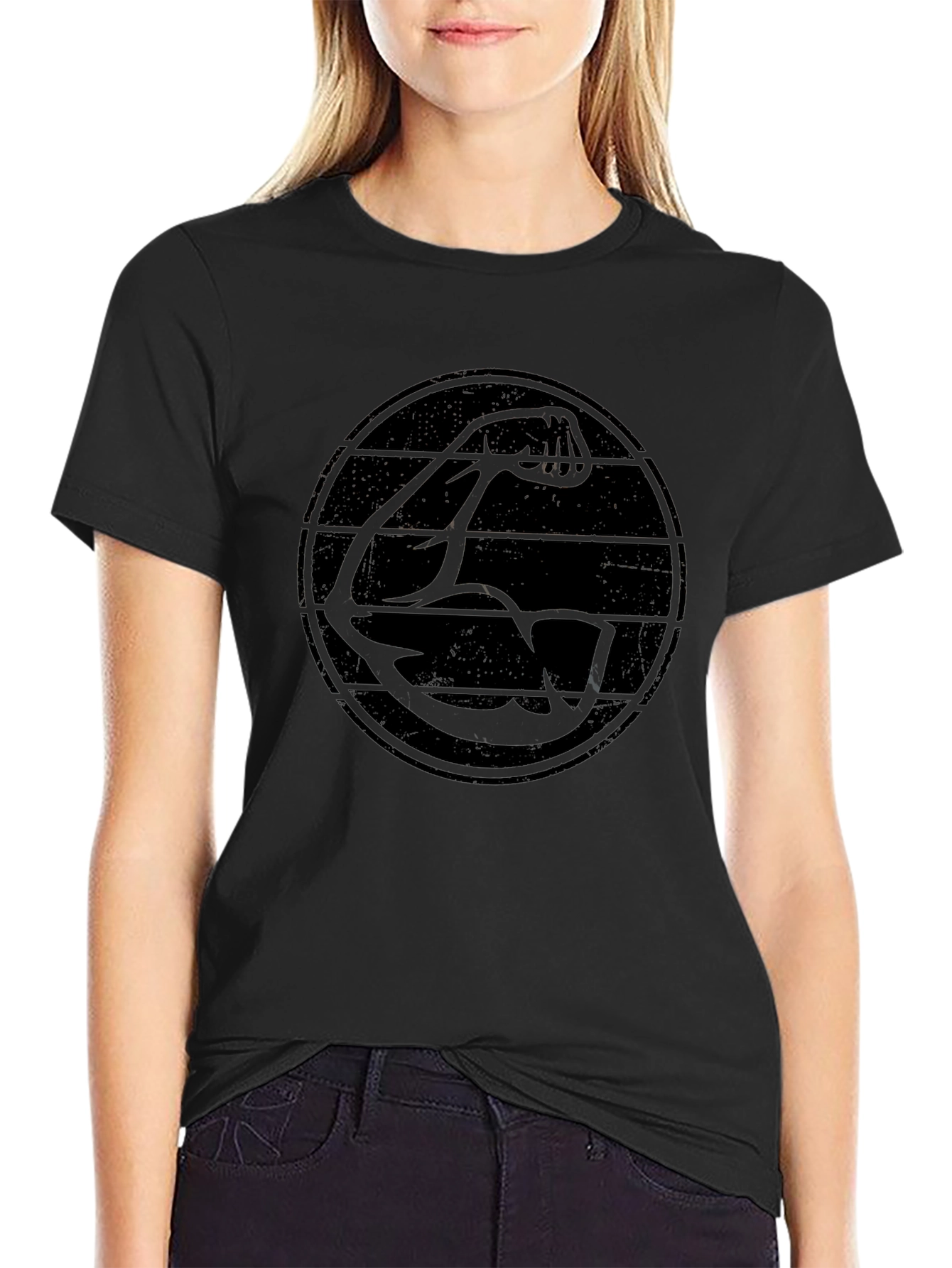 Retro Muscle Arm Graphic Black T-Shirt