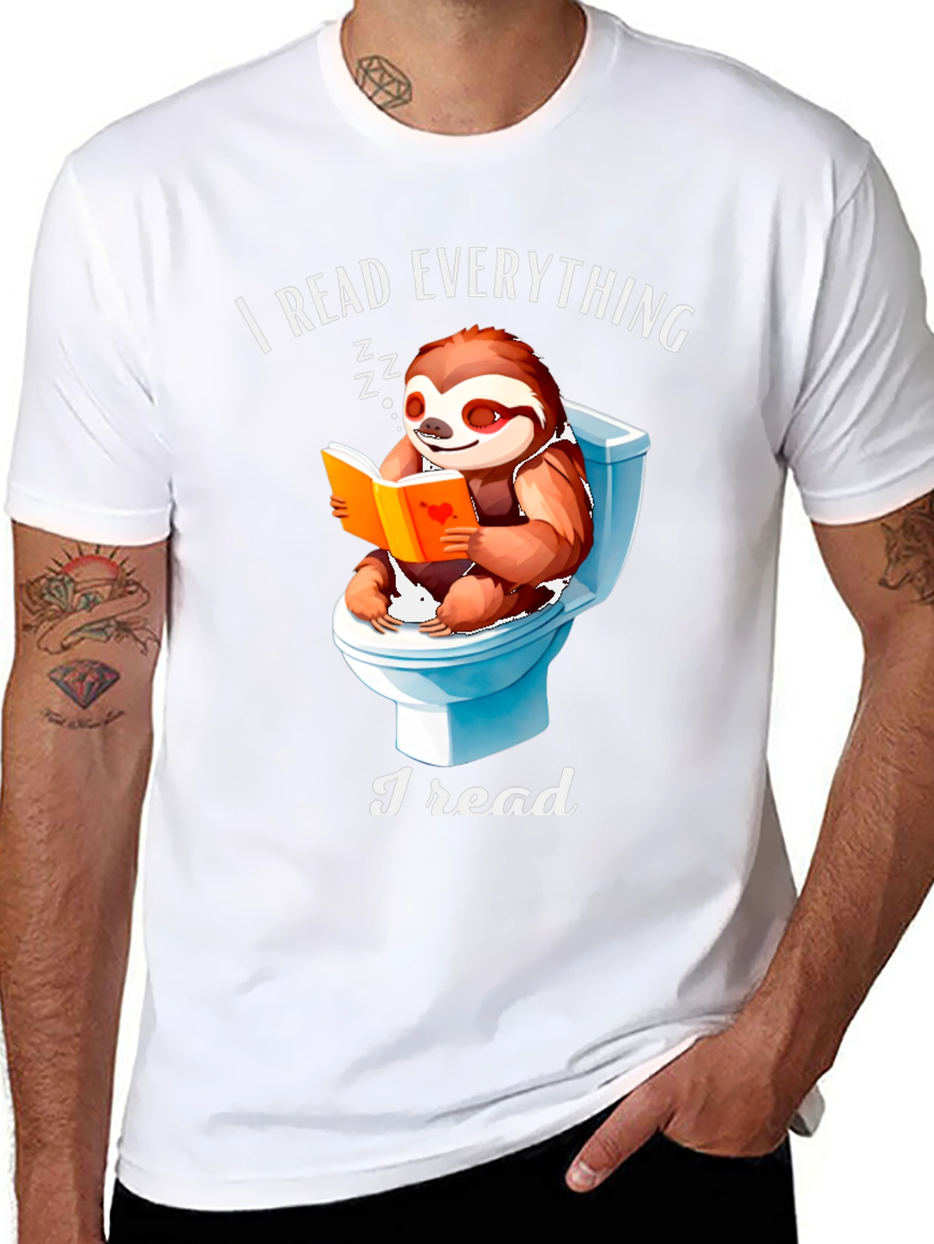 Funny Sloth Reading Toilet T-Shirt