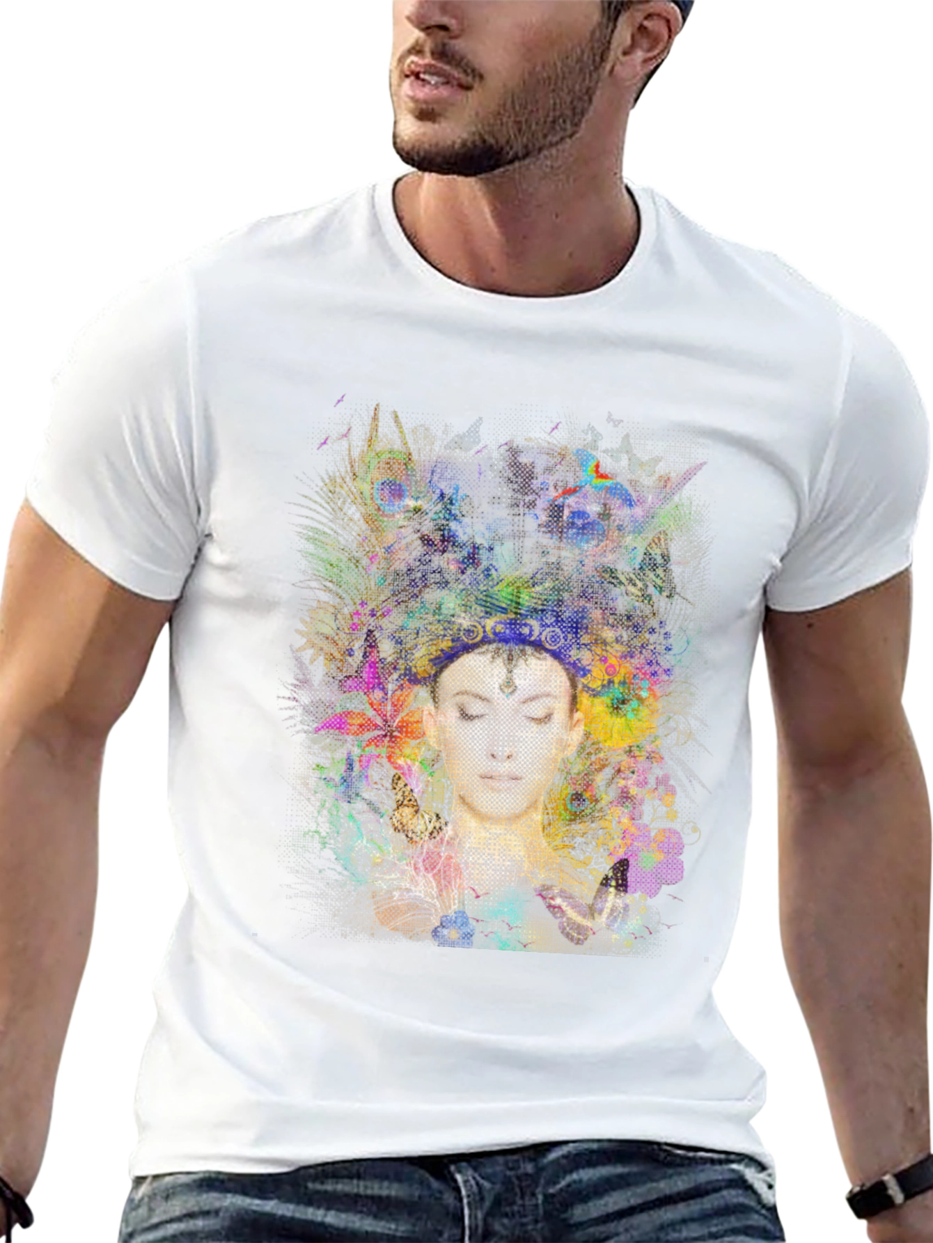 Abstract Floral Woman Black Graphic Tee