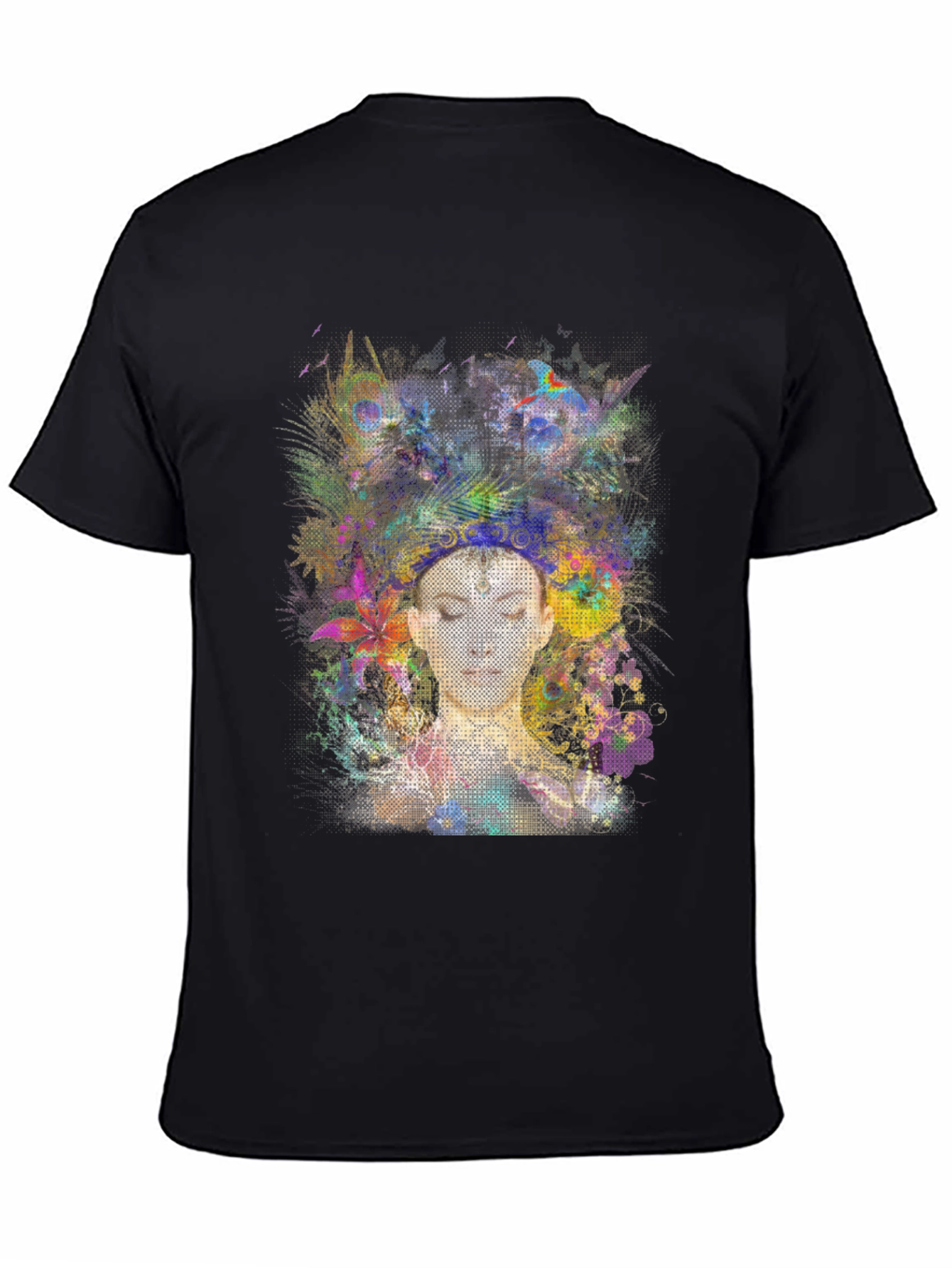 Abstract Floral Woman Black Graphic Tee