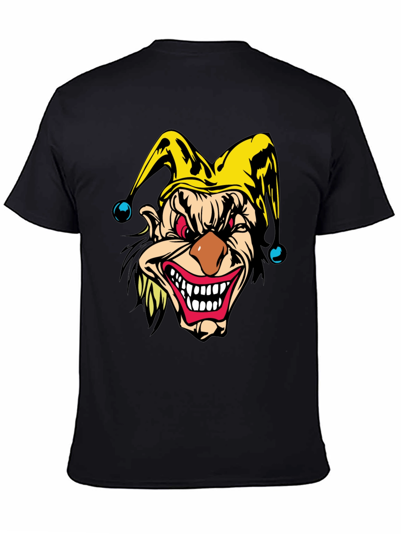 Mens Black T-Shirt - Evil Jester Graphic Tee