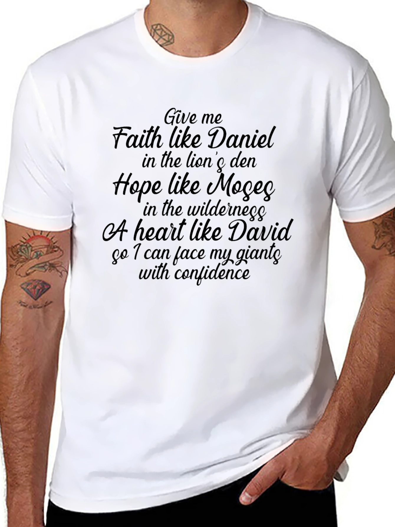 Faith Hope Love Christian T-Shirt Daniel Moses David Giants