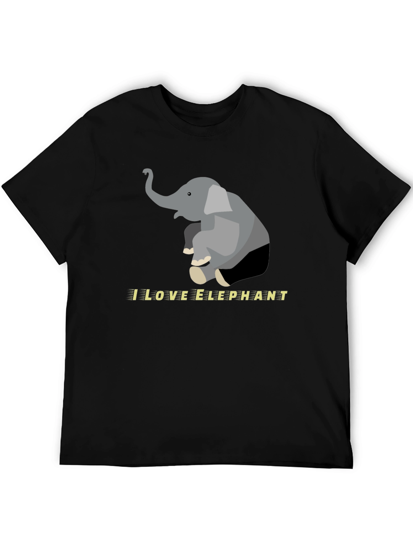 I Love Elephants Graphic Tee - Black Cotton Blend