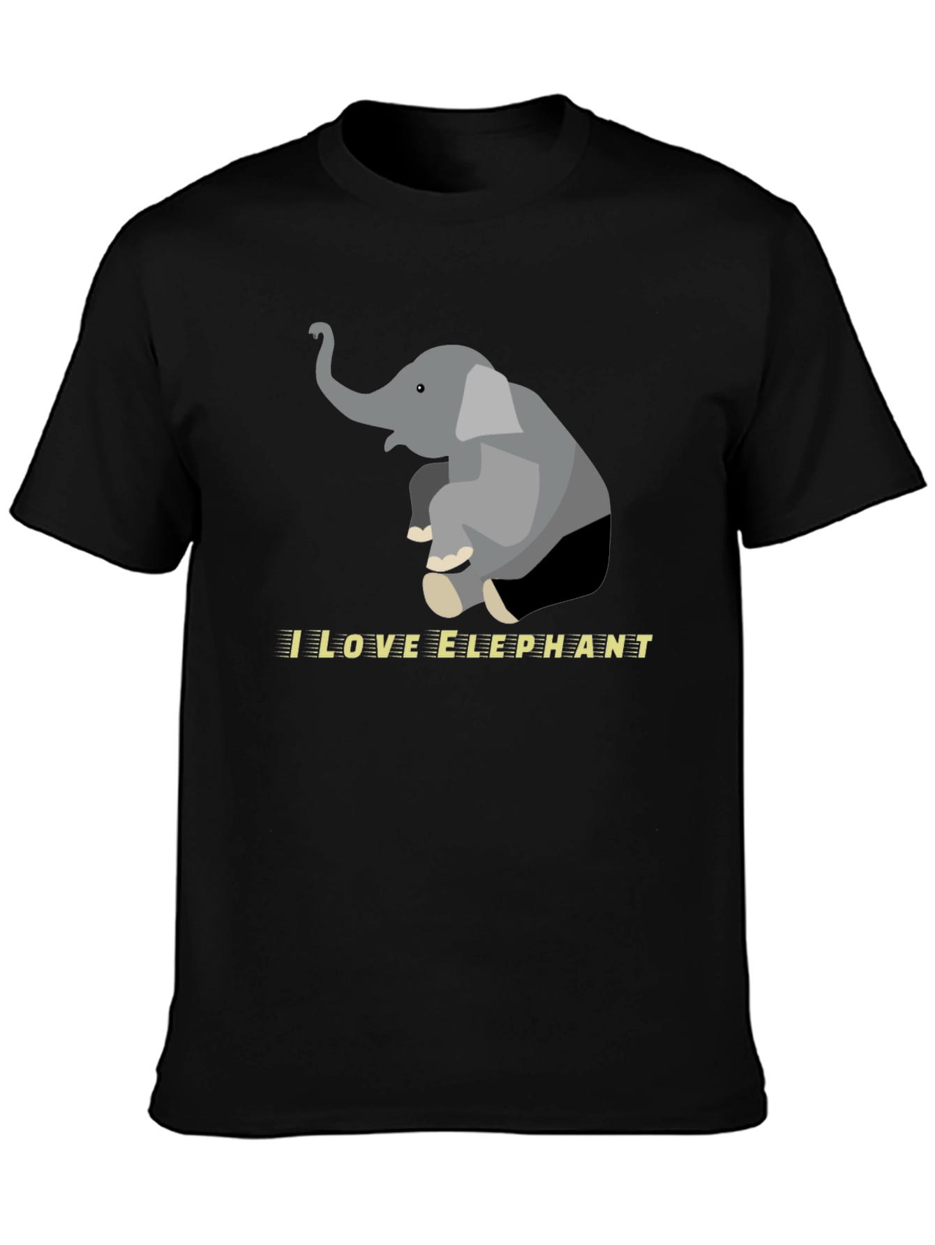 I Love Elephants Graphic Tee - Black Cotton Blend