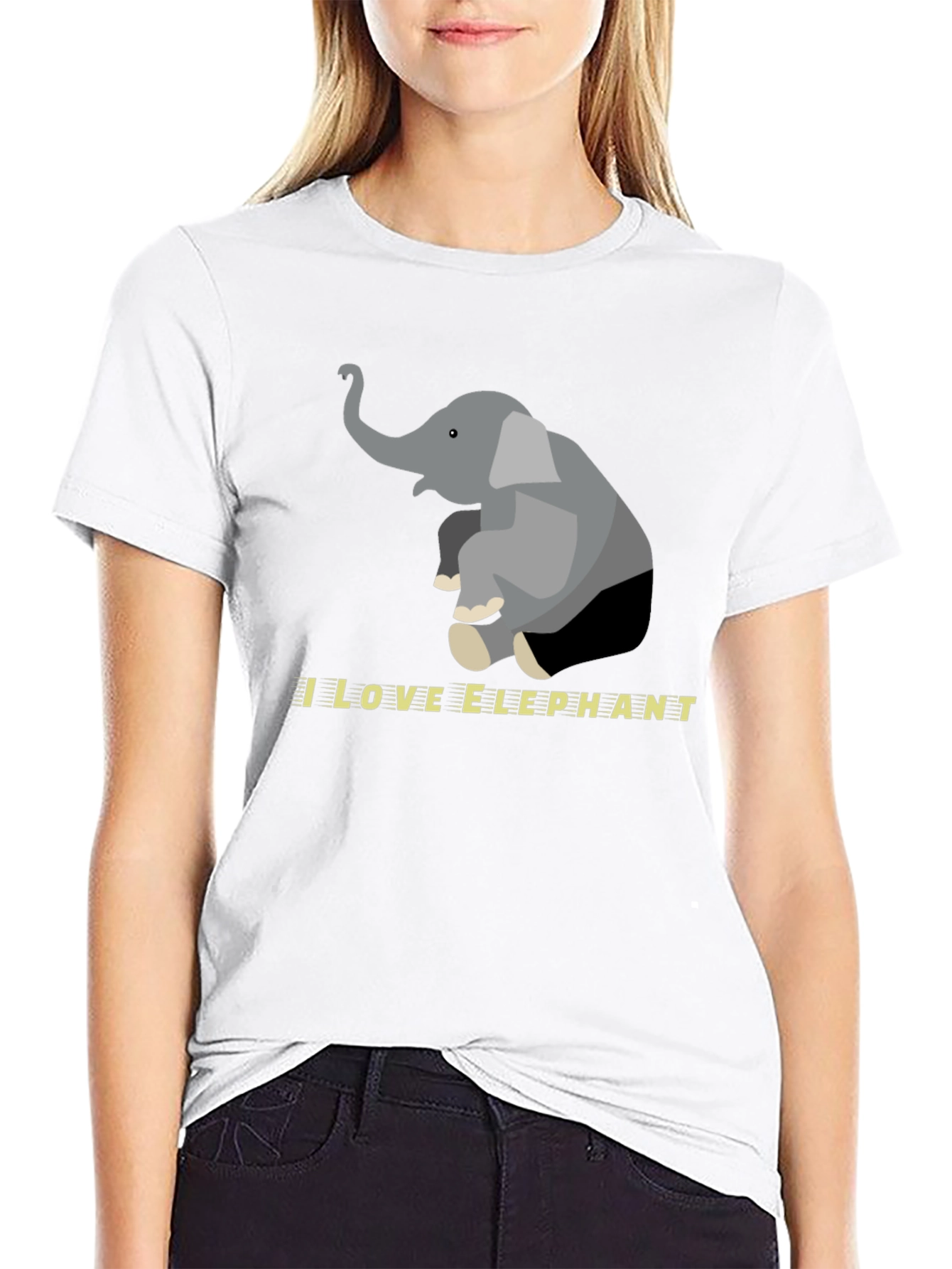 I Love Elephants Graphic Tee - Black Cotton Blend