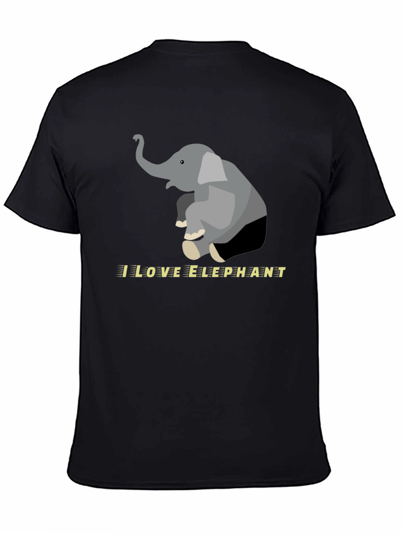 I Love Elephants Graphic Tee - Black Cotton Blend