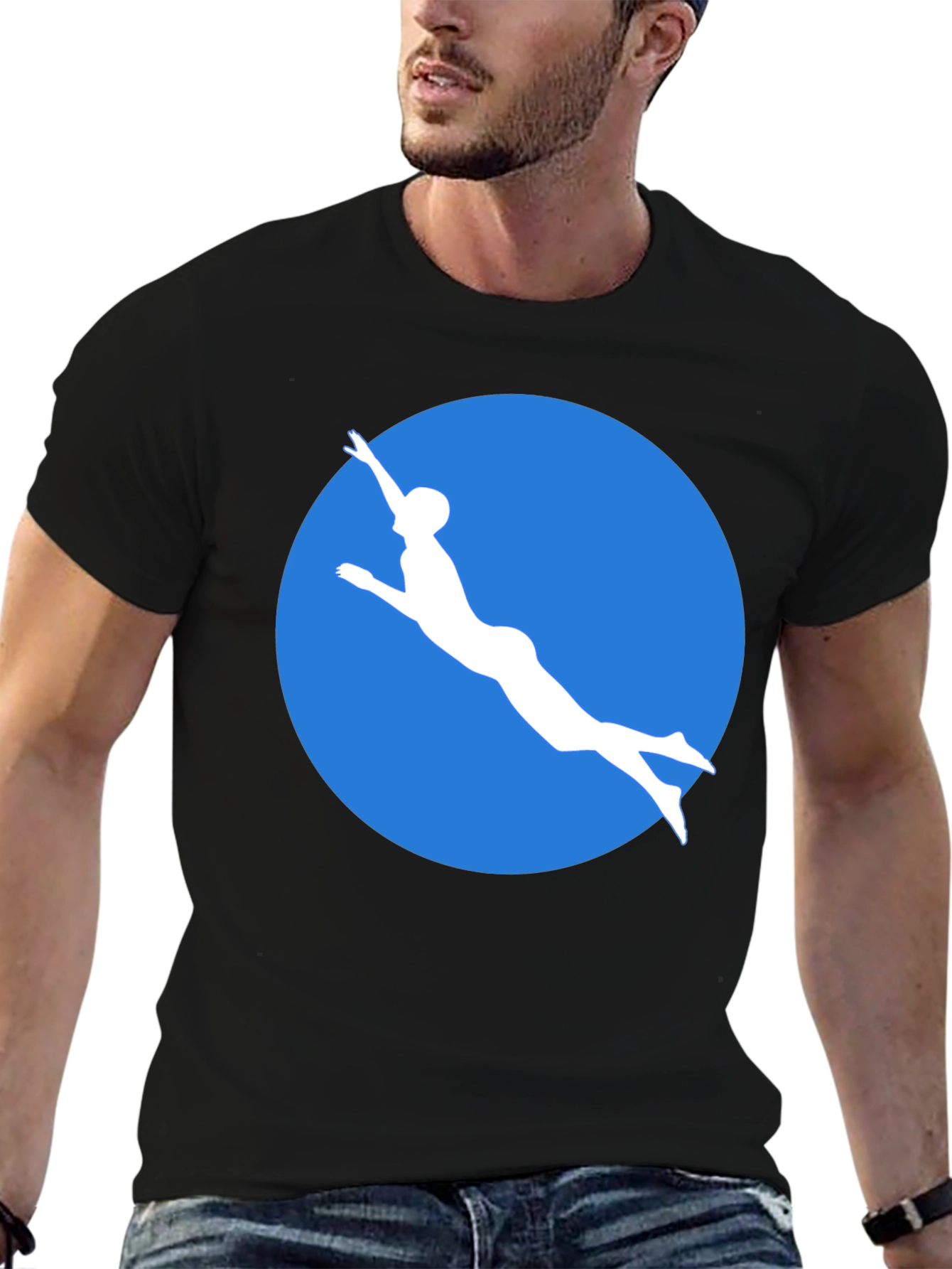 Diver Silhouette Graphic Tee - Black T-Shirt