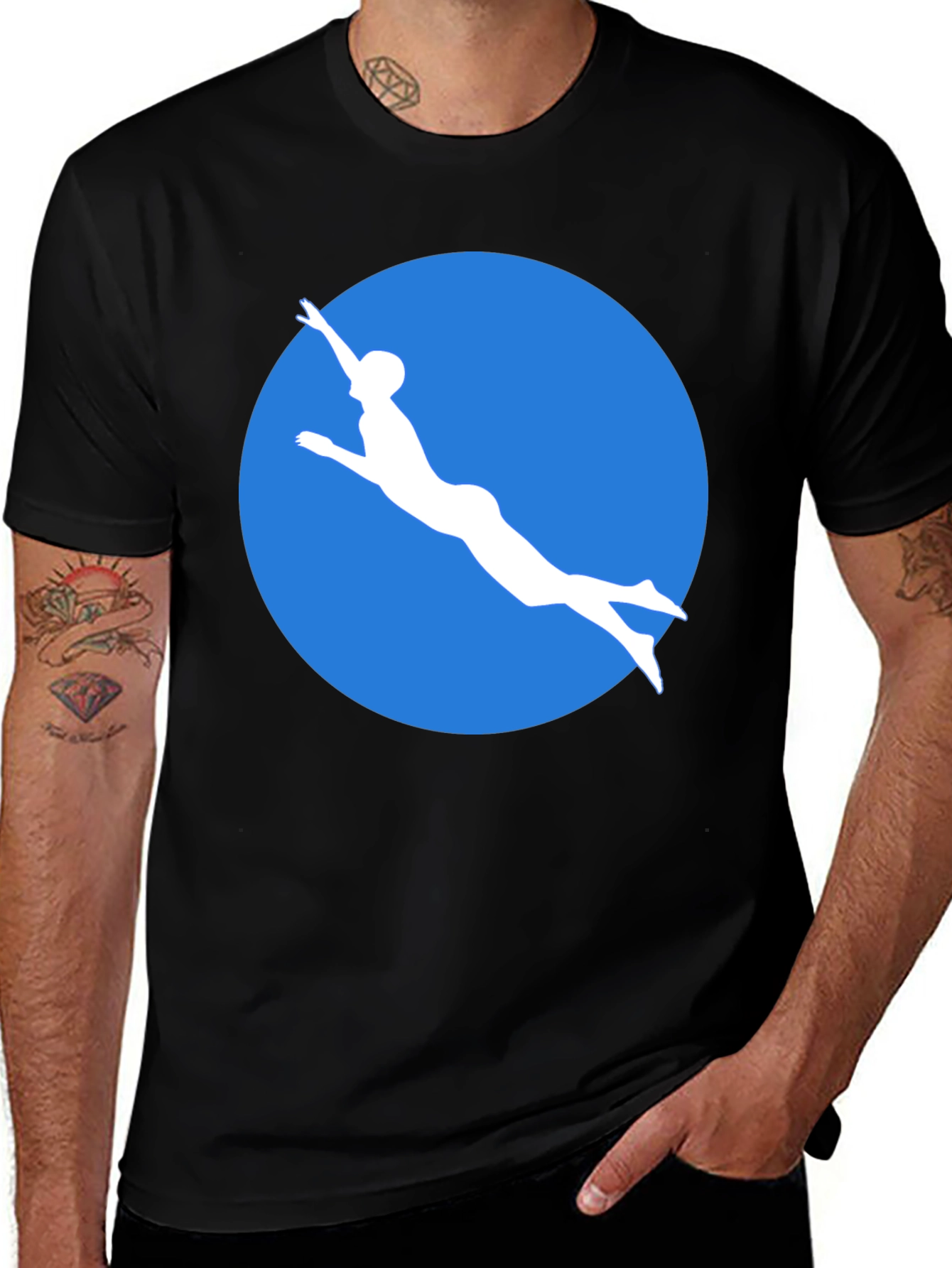 Diver Silhouette Graphic Tee - Black T-Shirt