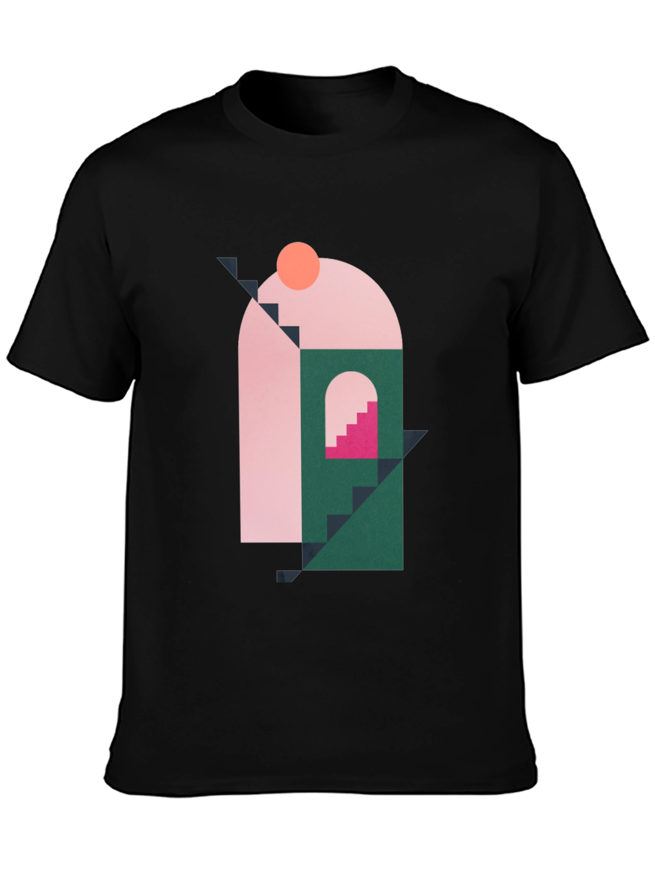 Geometric Shape Graphic Black T-Shirt