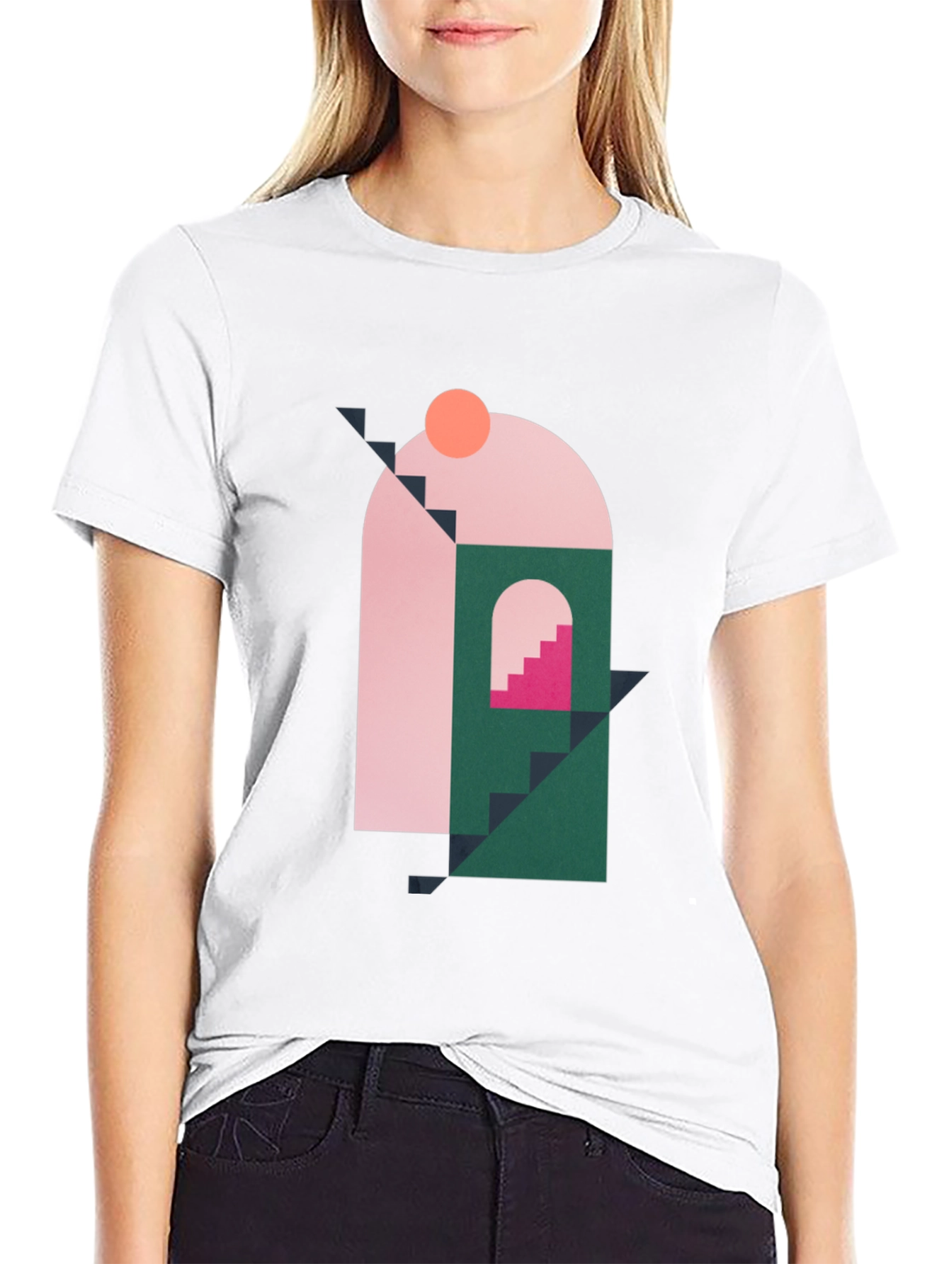 Geometric Shape Graphic Black T-Shirt