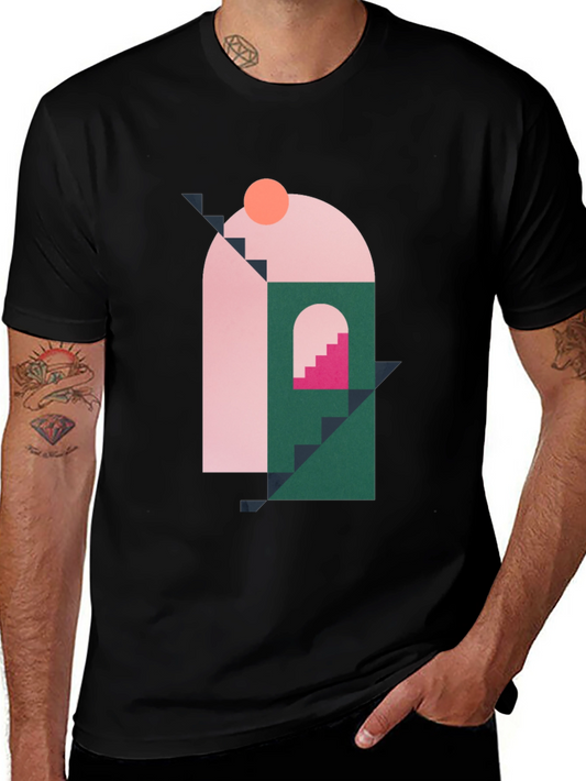 Geometric Shape Graphic Black T-Shirt
