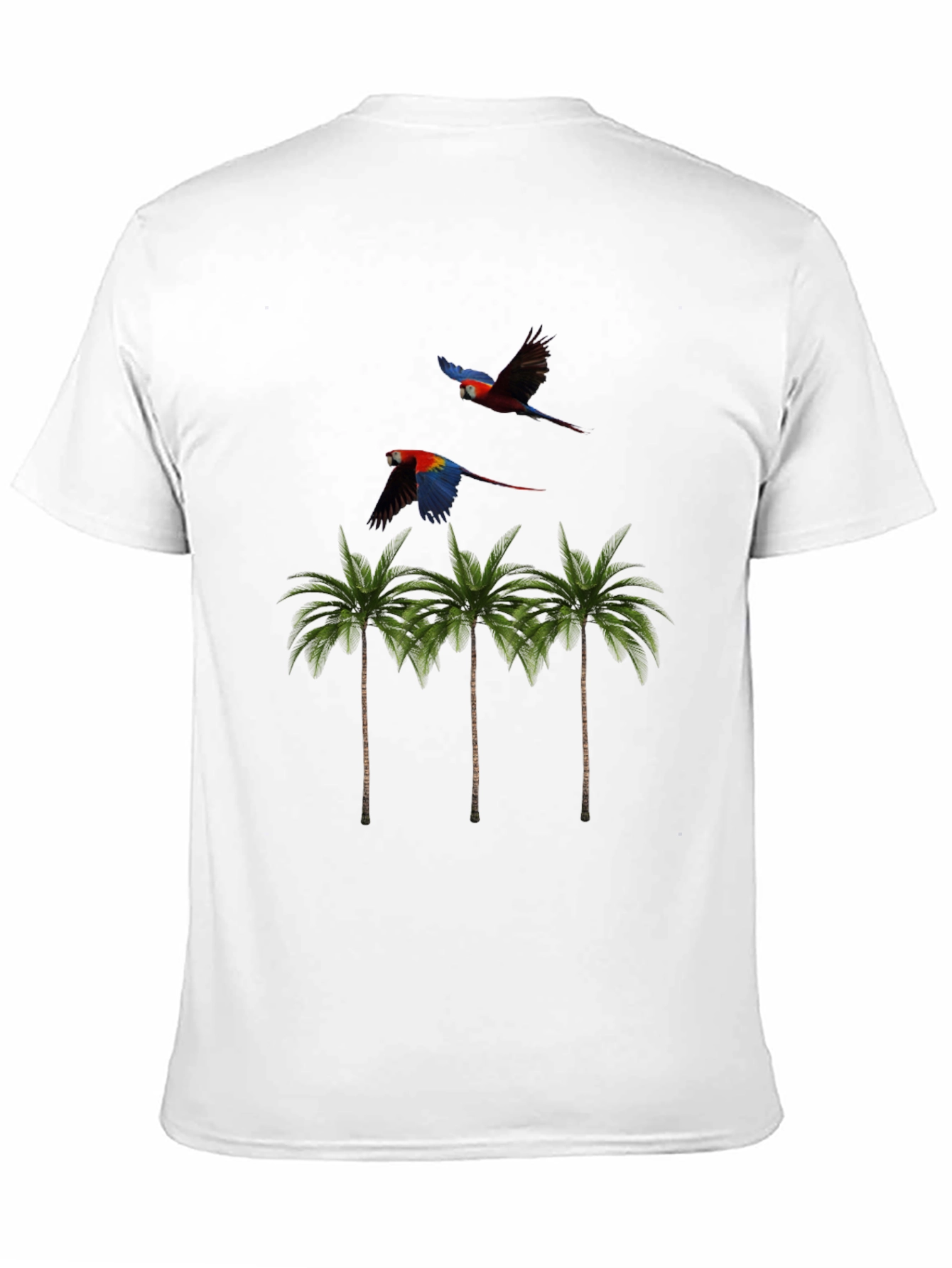 Tropical Parrot Palm Tree Mens Black T-Shirt