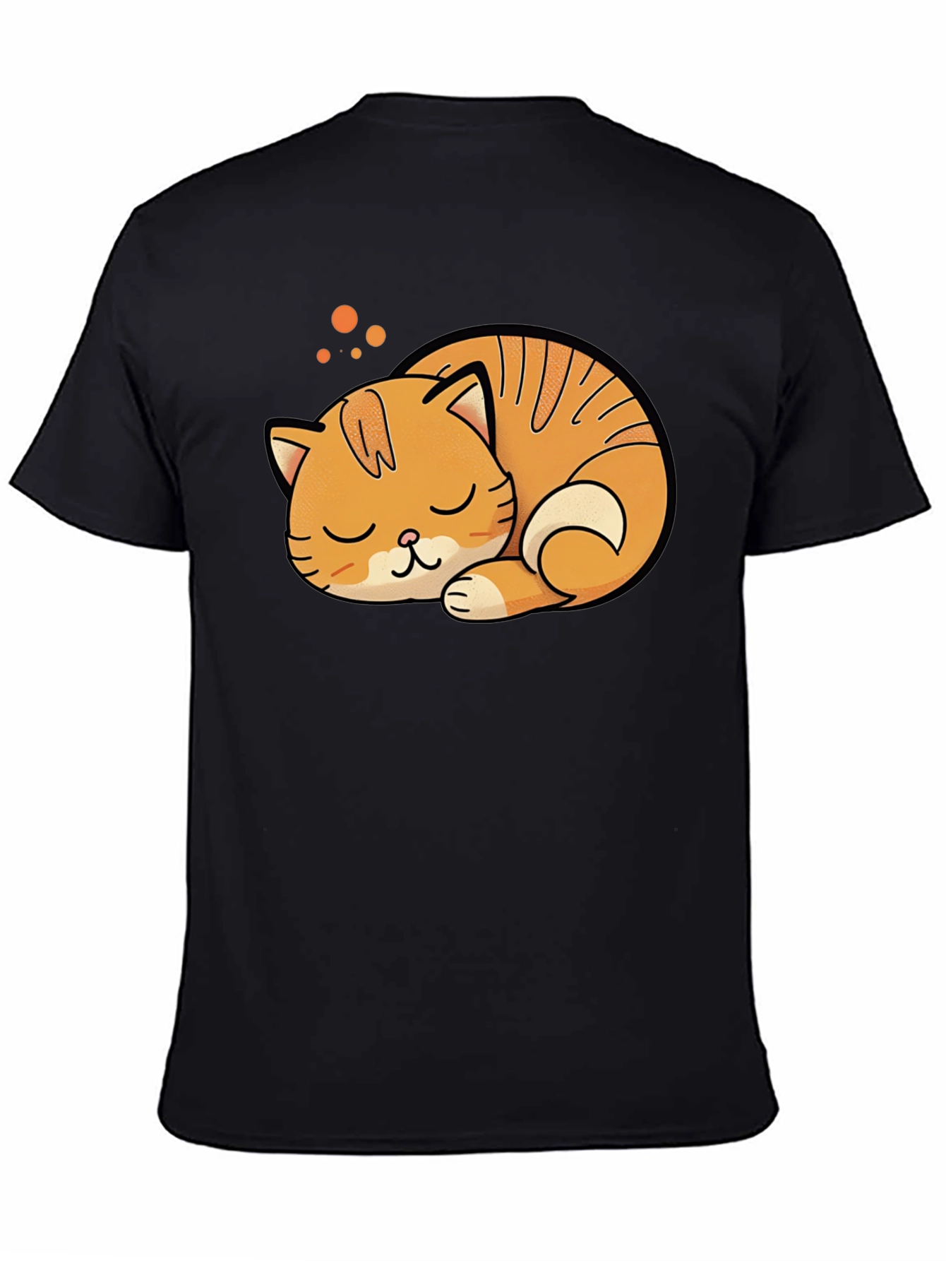 Cute Sleeping Cat Graphic Tee - Black