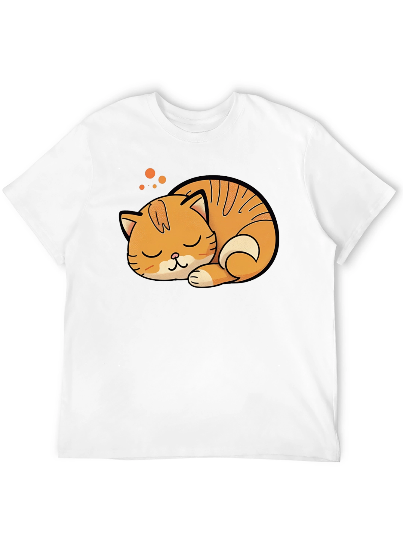 Cute Sleeping Cat Graphic Tee - Black