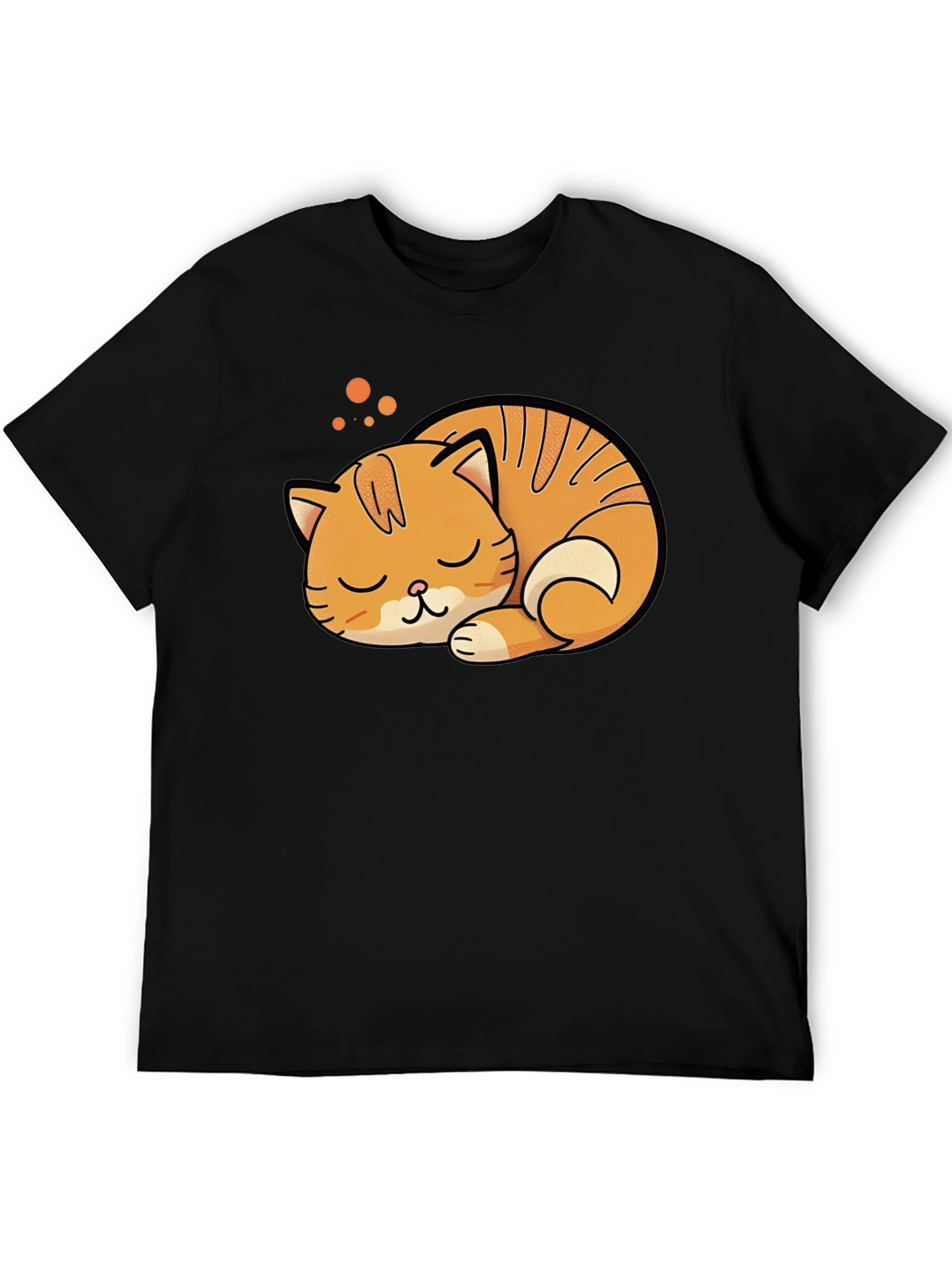Cute Sleeping Cat Graphic Tee - Black