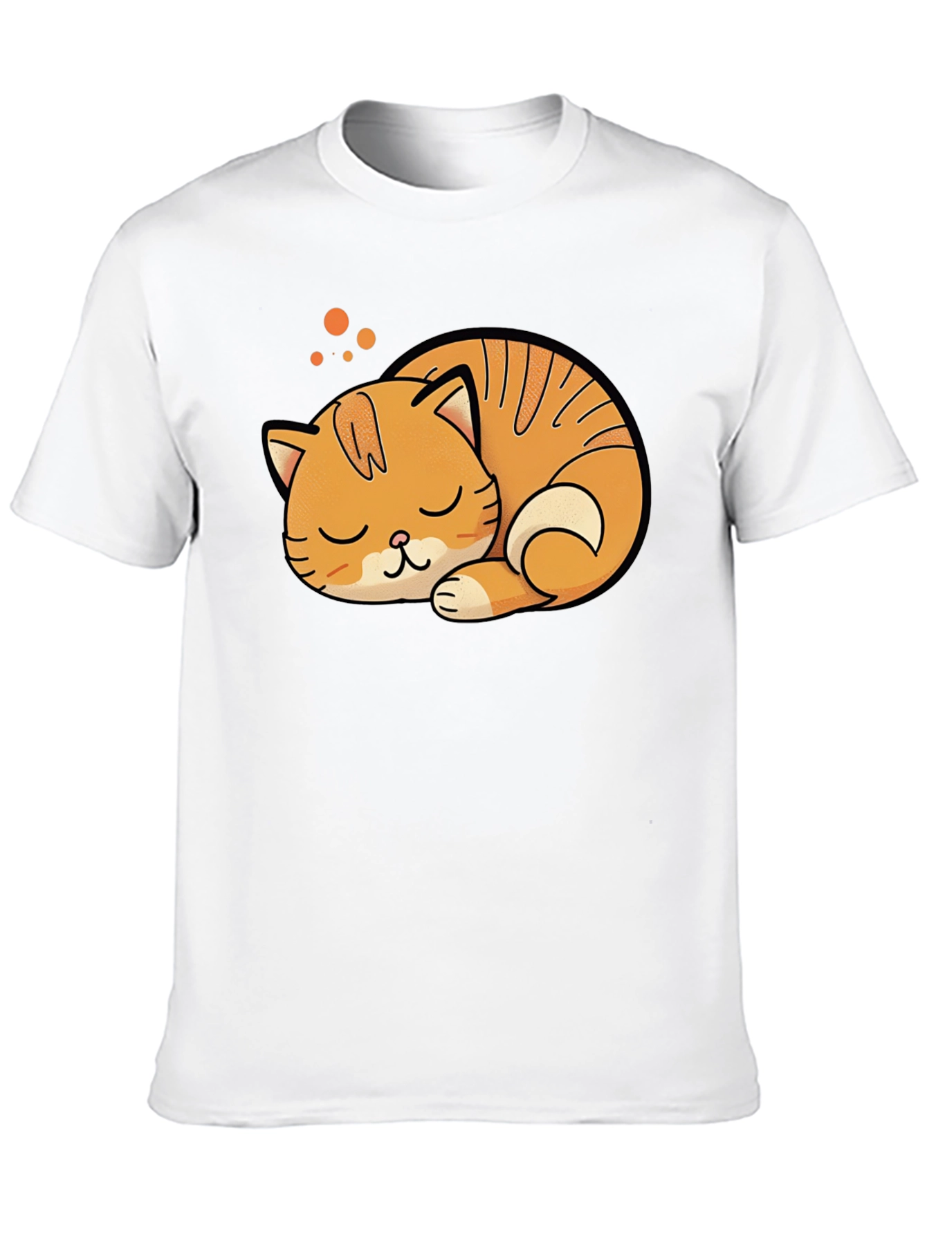 Cute Sleeping Cat Graphic Tee - Black