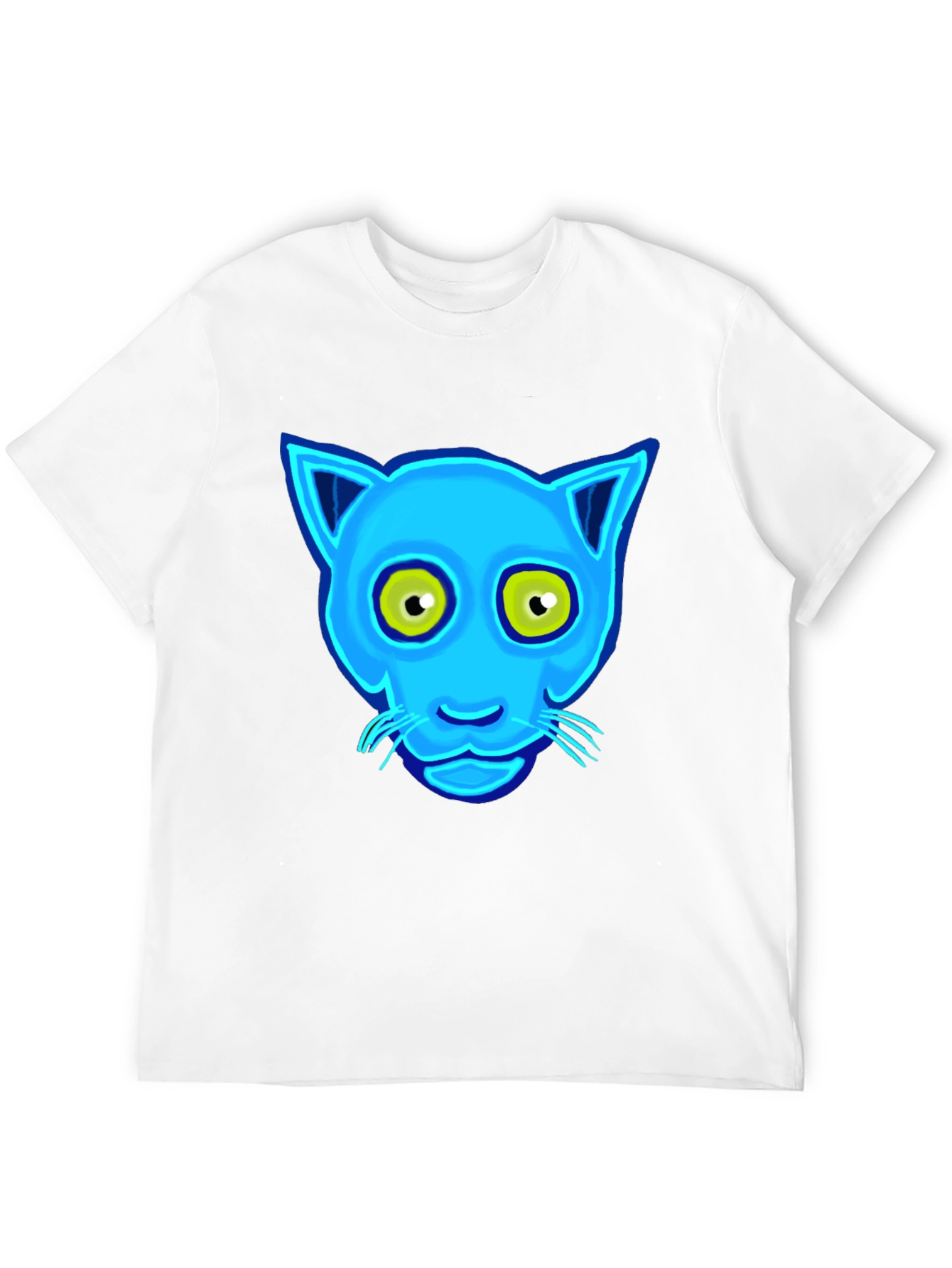 Blue Cat Graphic Tee - Unique Design