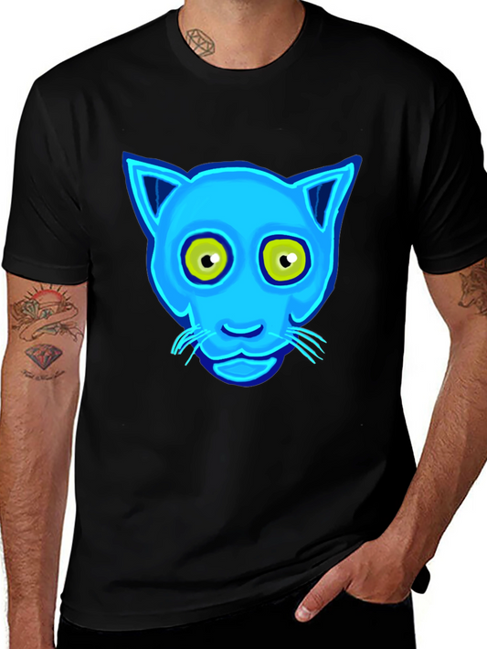 Blue Cat Graphic Tee - Unique Design