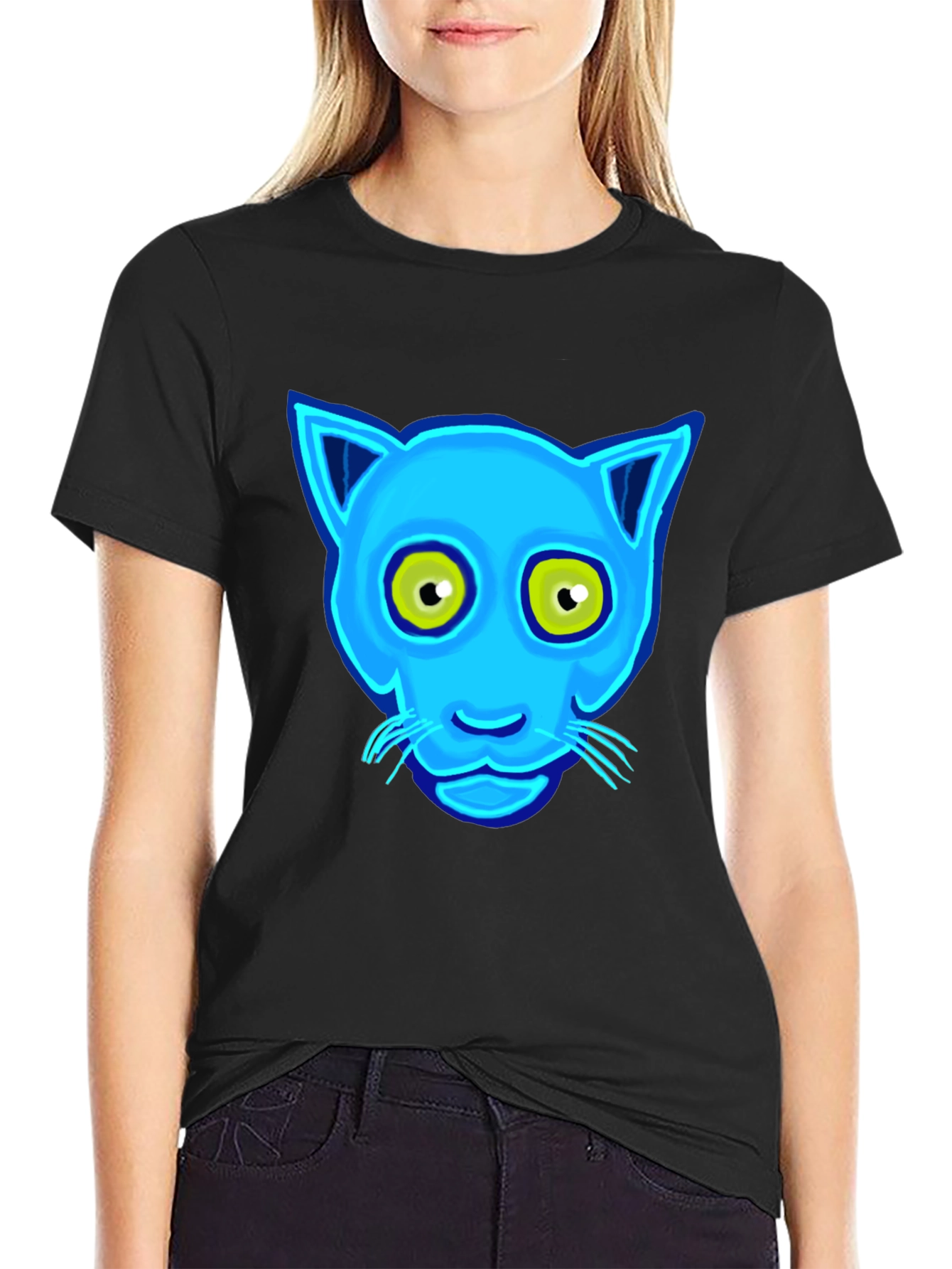 Blue Cat Graphic Tee - Unique Design