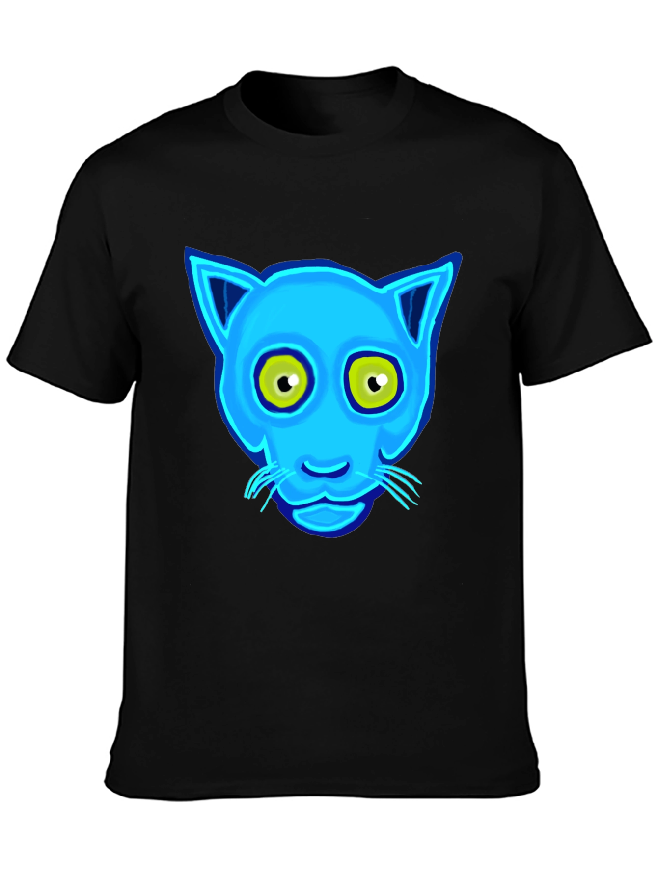 Blue Cat Graphic Tee - Unique Design