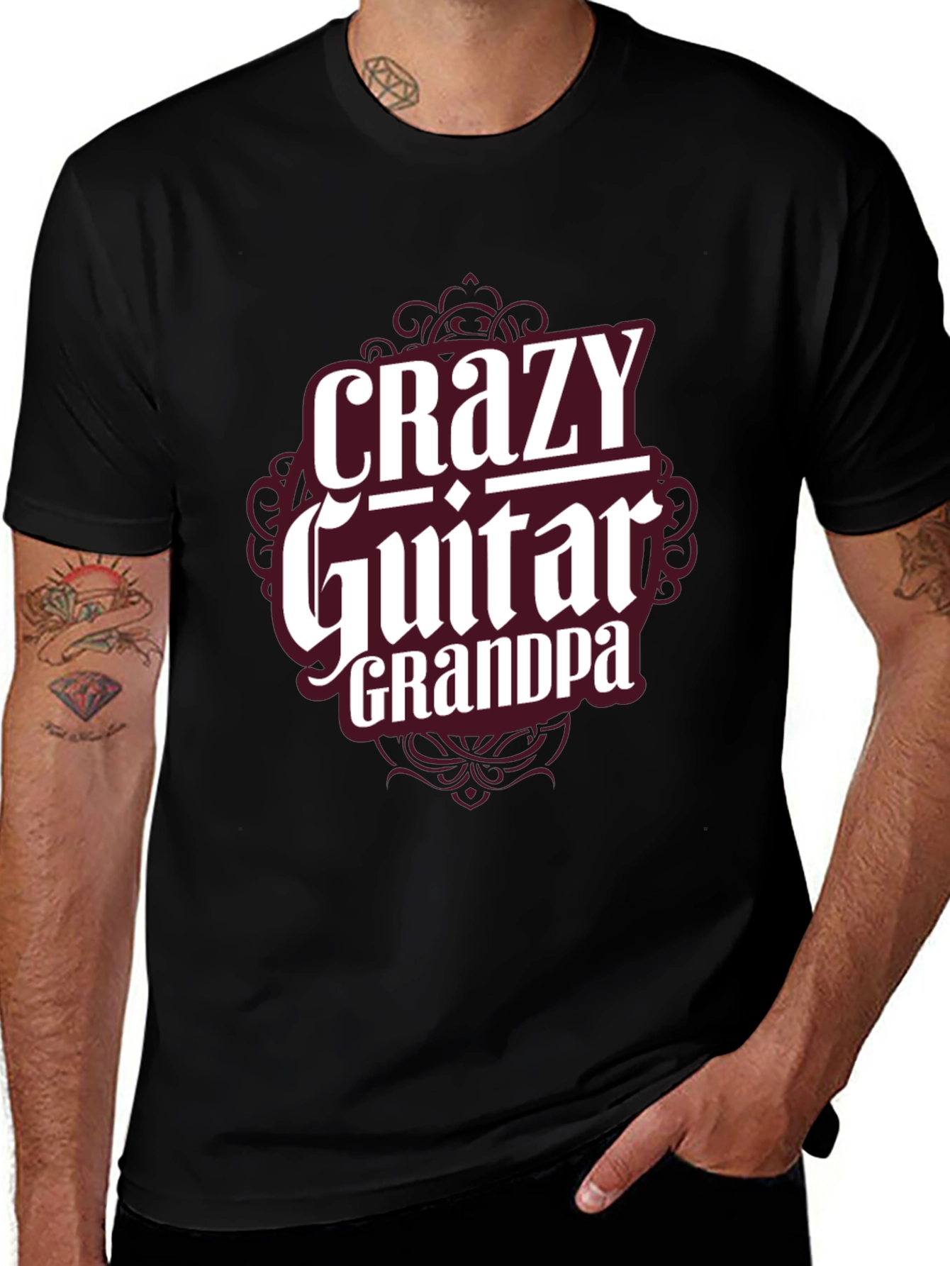 Crazy Guitar Grandpa T-Shirt - Musician Grandfather Tee