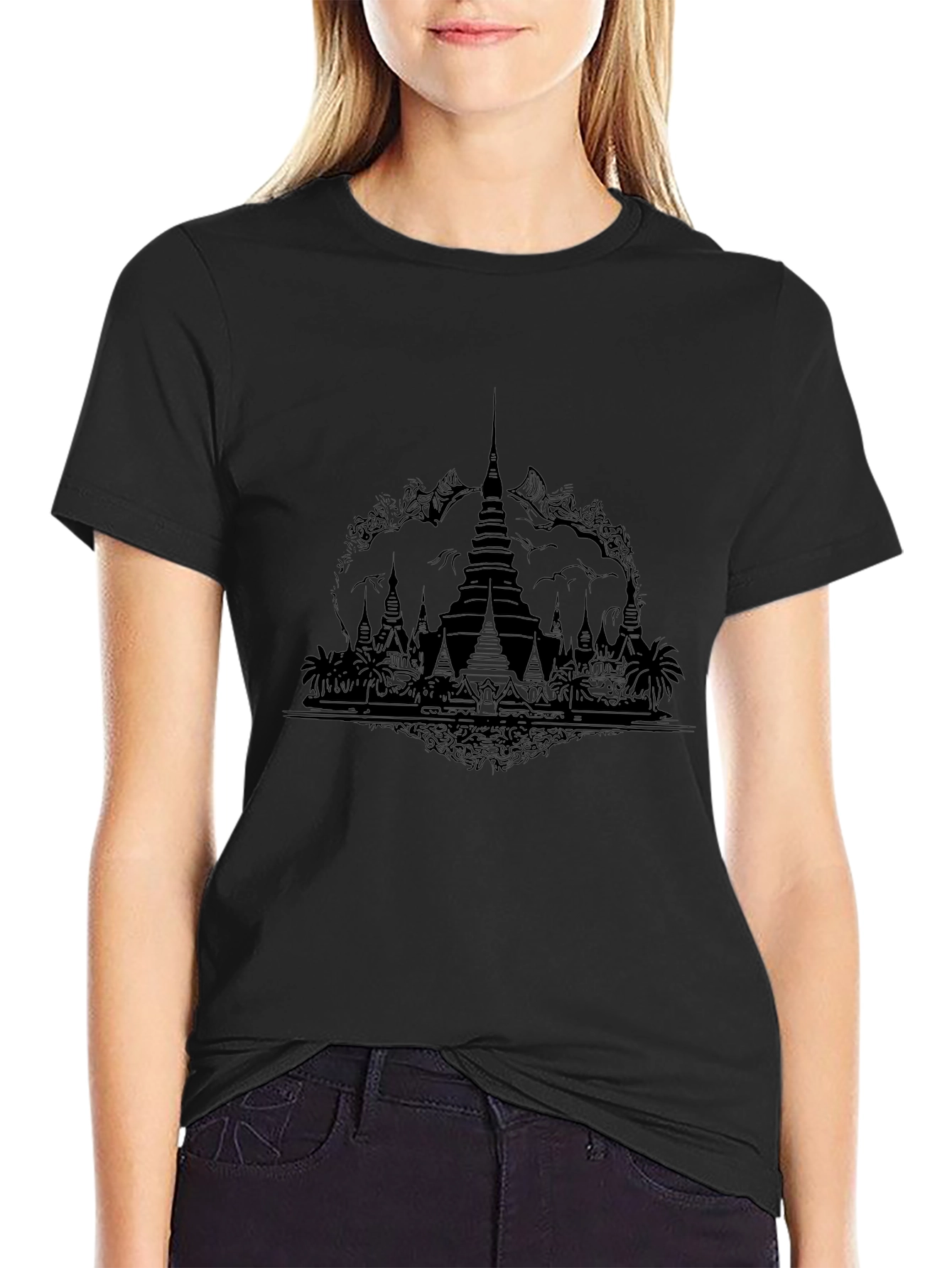 Black Temple Graphic Tee - Unisex