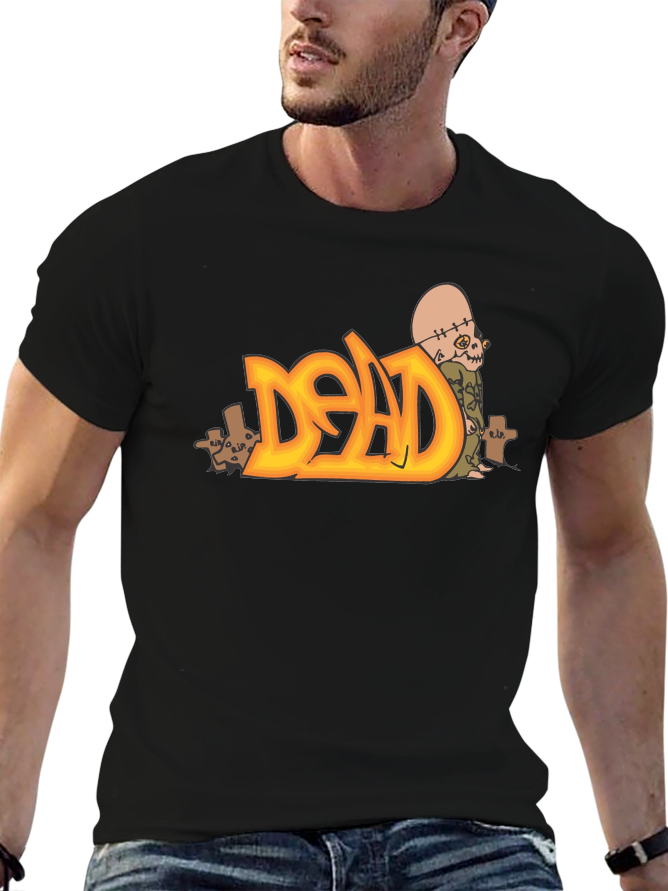 Dead Zombie Graphic Tee - Black Cotton Blend