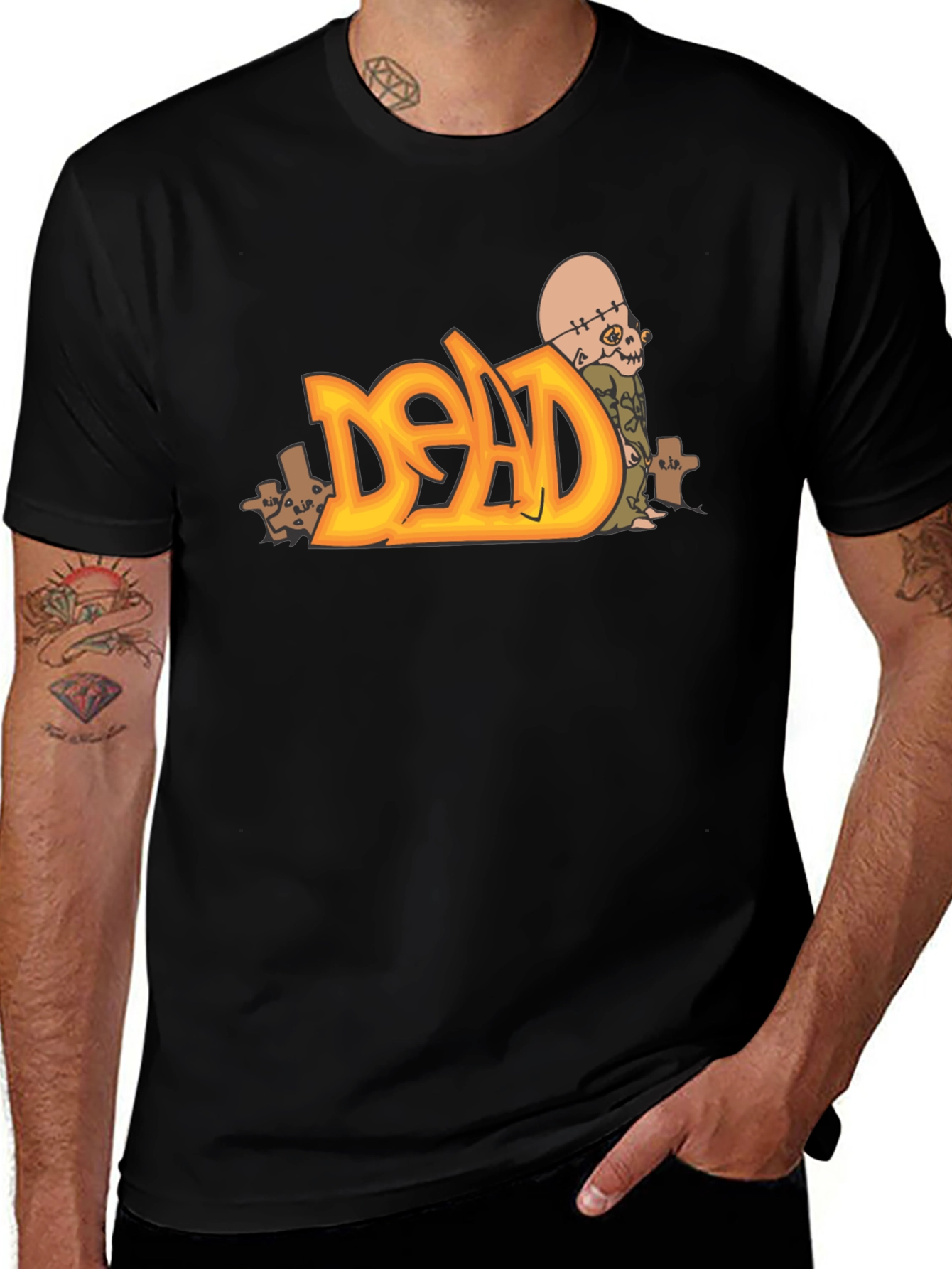 Dead Zombie Graphic Tee - Black Cotton Blend