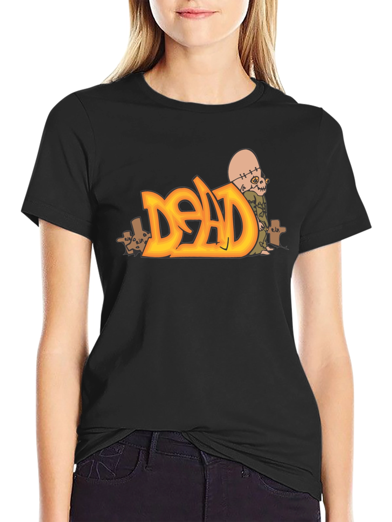 Dead Zombie Graphic Tee - Black Cotton Blend