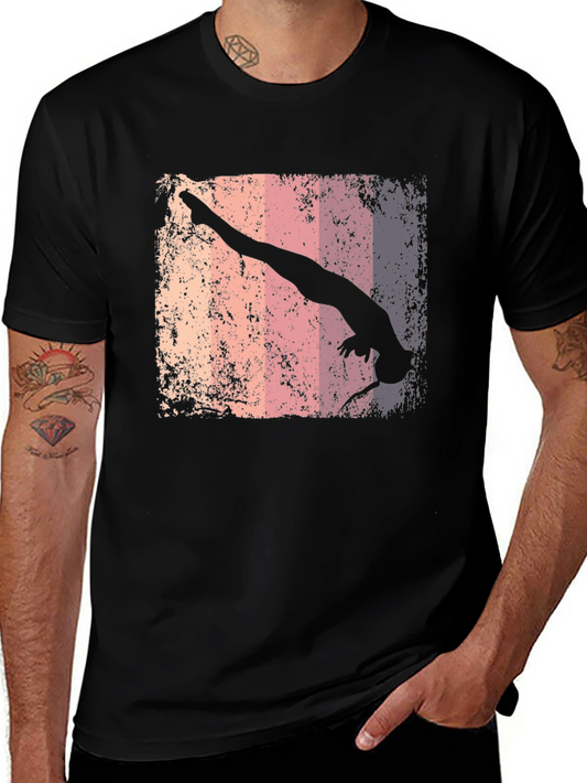 Gymnast Silhouette T-Shirt - Retro Style