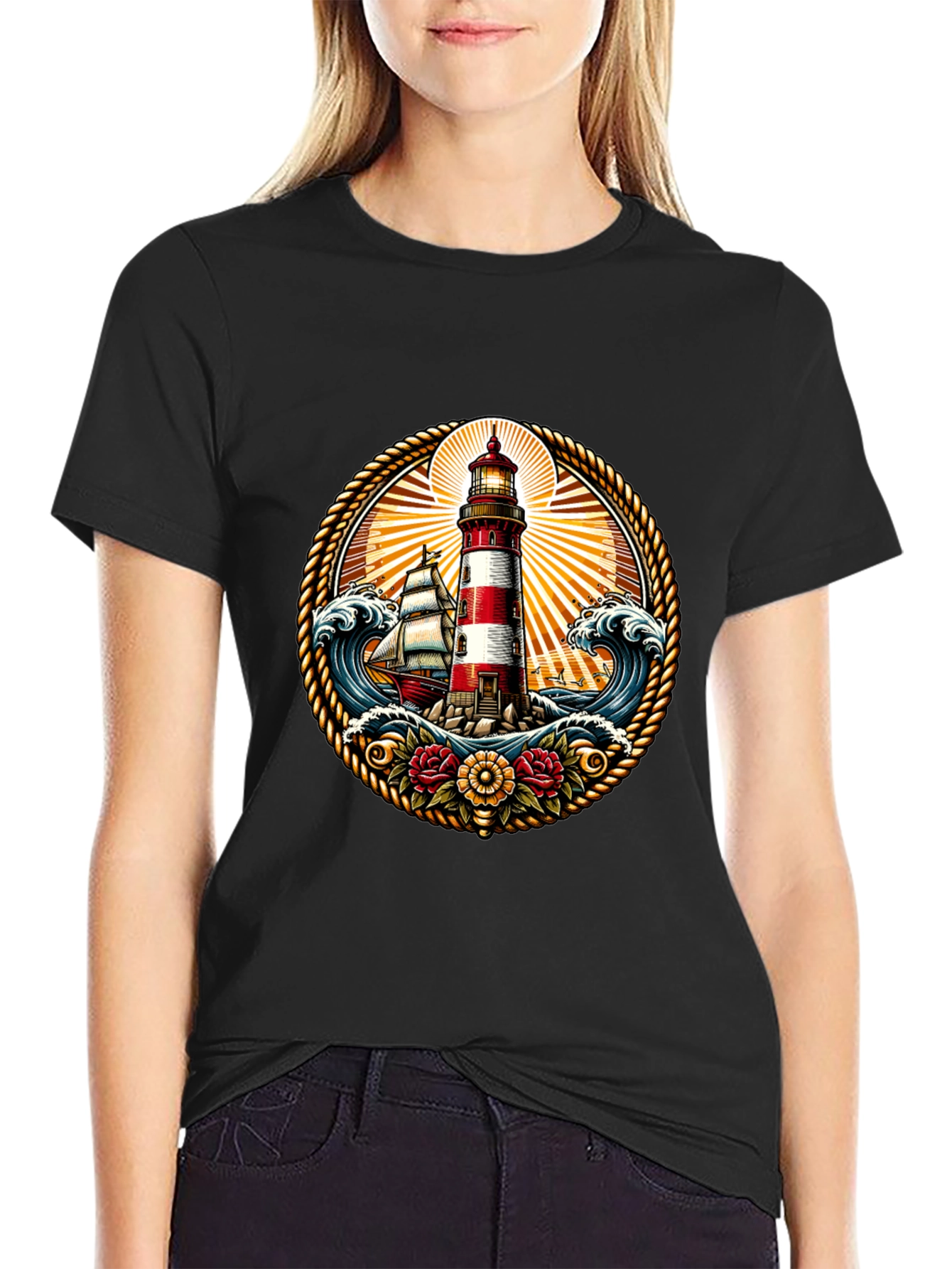 Nautical Lighthouse Graphic T-Shirt