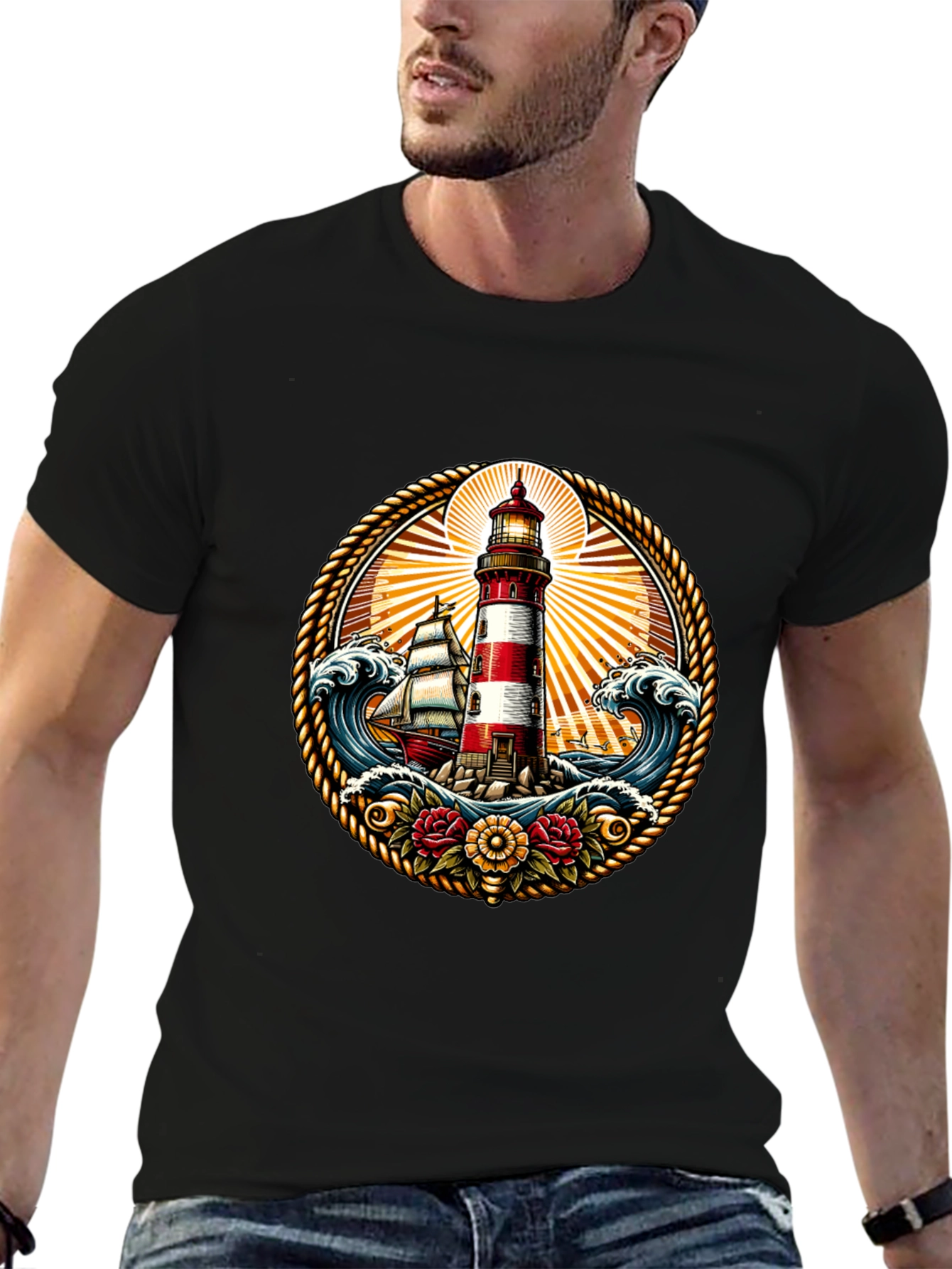 Nautical Lighthouse Graphic T-Shirt