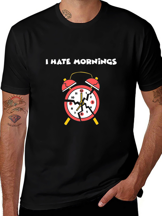 I Hate Mornings Graphic Tee - Black Cotton T-Shirt