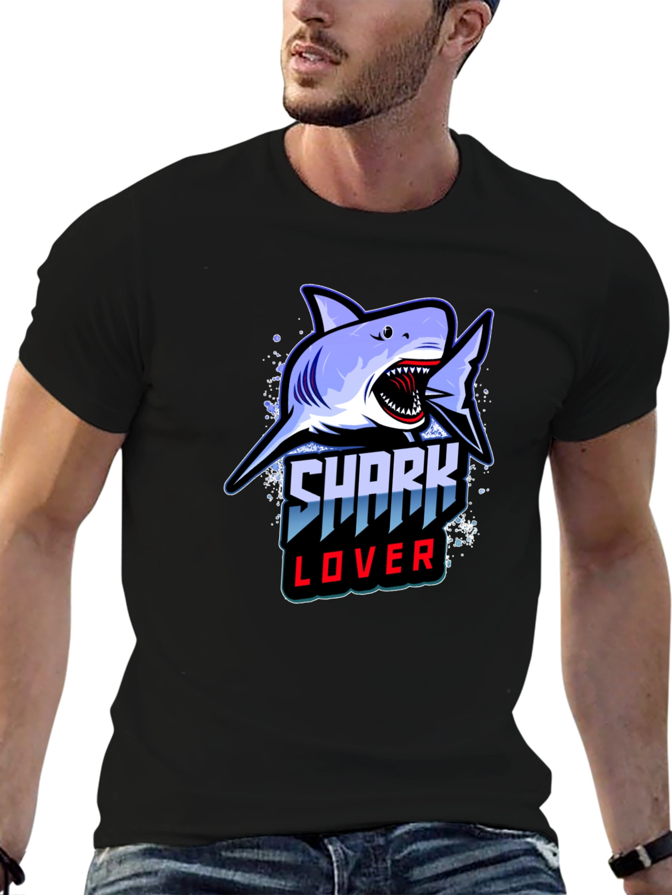 Shark Lover Graphic Tee - Black T-Shirt